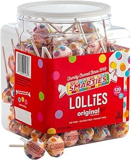 Lollies - Gluten Free, Peanut Free, Fat Free Assorted Fruity Flavors Lollipops - Low Calorie Perfect for Birthdays, Parties - Made by US Candy Company Since 1949-34 oz 120 Count (Pack of 1)