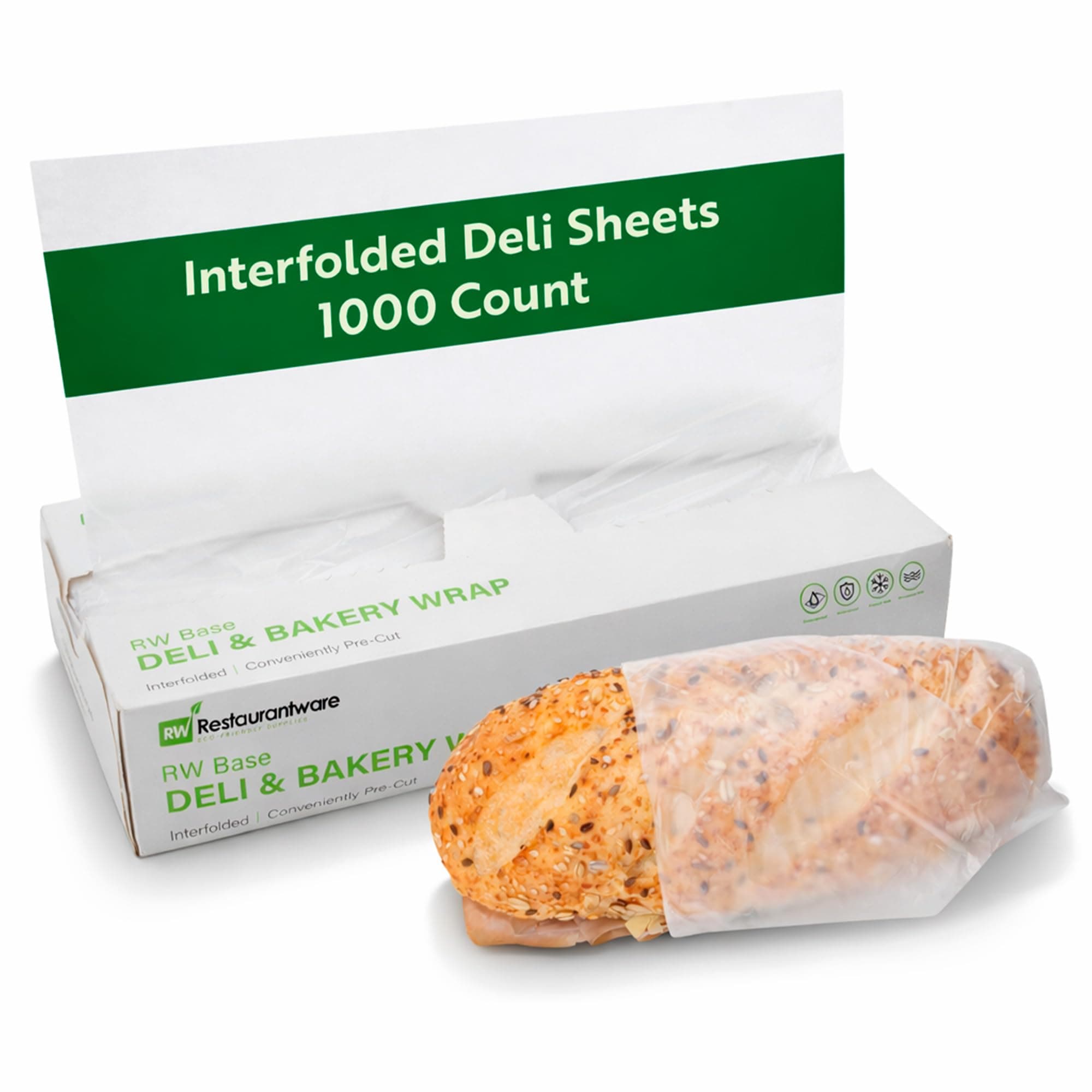 Restaurantware RW Base 12" x 10.75" Plastic Deli Sheets - 1000 Interfolded Pre-Cut Clear Microwavable Food Wrap Sheets