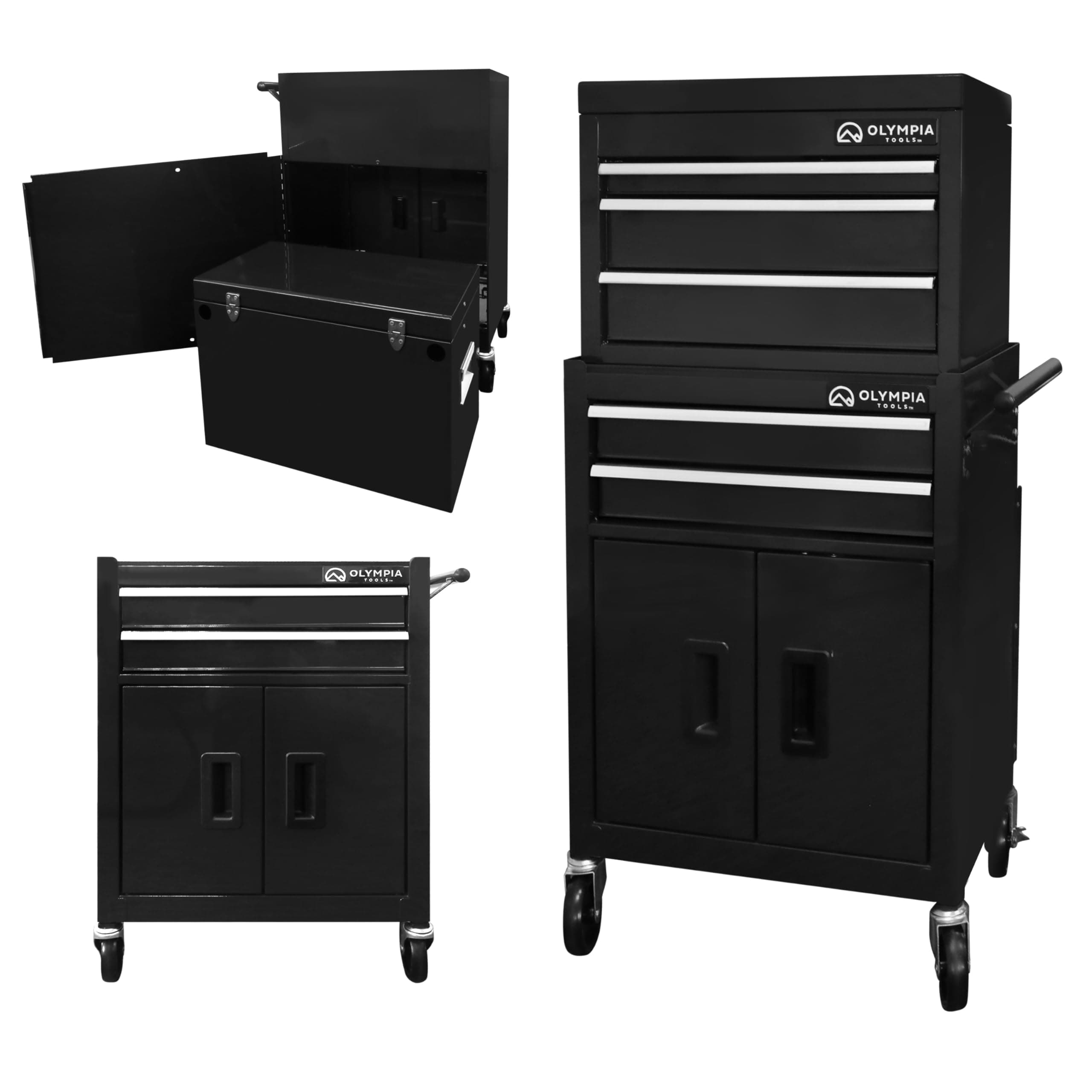 Olympia Tools 20-inch Rolling Tool Chest with Drawers - 5-Drawer Tool Chest Cabinet on Wheels Locking Storage Cabinets Garage Organizers for Workshop