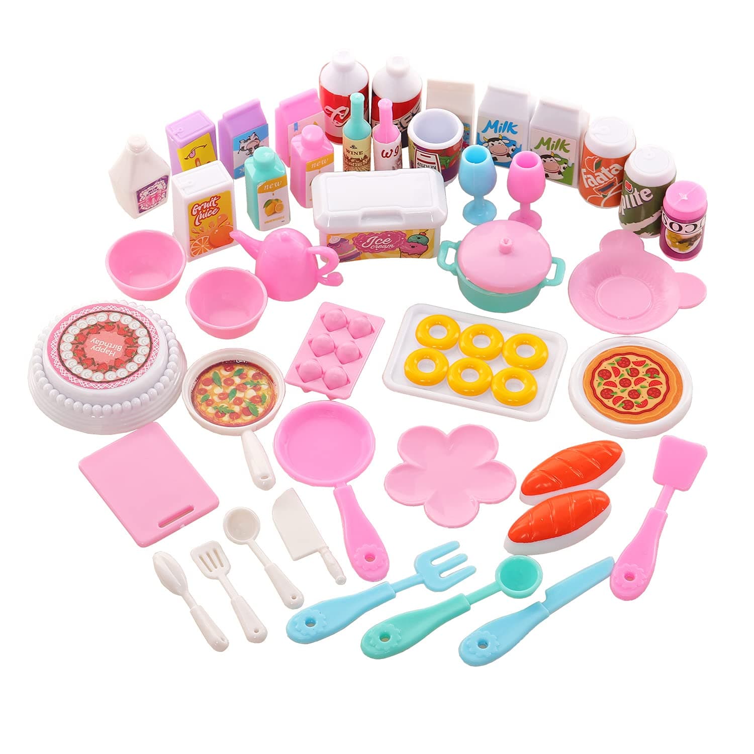 Miunana 43 Doll Food Accessories Set Tableware Kitchenware Kitchen Set For 11.5 Inch Dolls
