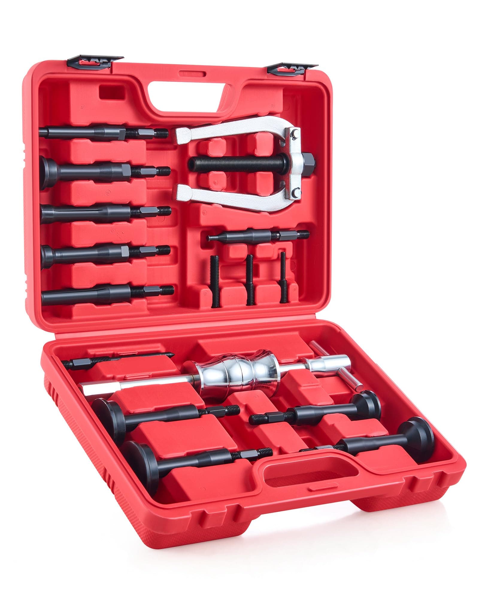 Orion Motor Tech 16pc Blind Hole Bearing Puller Set, Bearing Race and Seal Puller Extractor Kit with Slide Hammer Counterstay 3 Adapters 6-59 mm Collets, Inner Blind Bearing Removal Tool Set with Case
