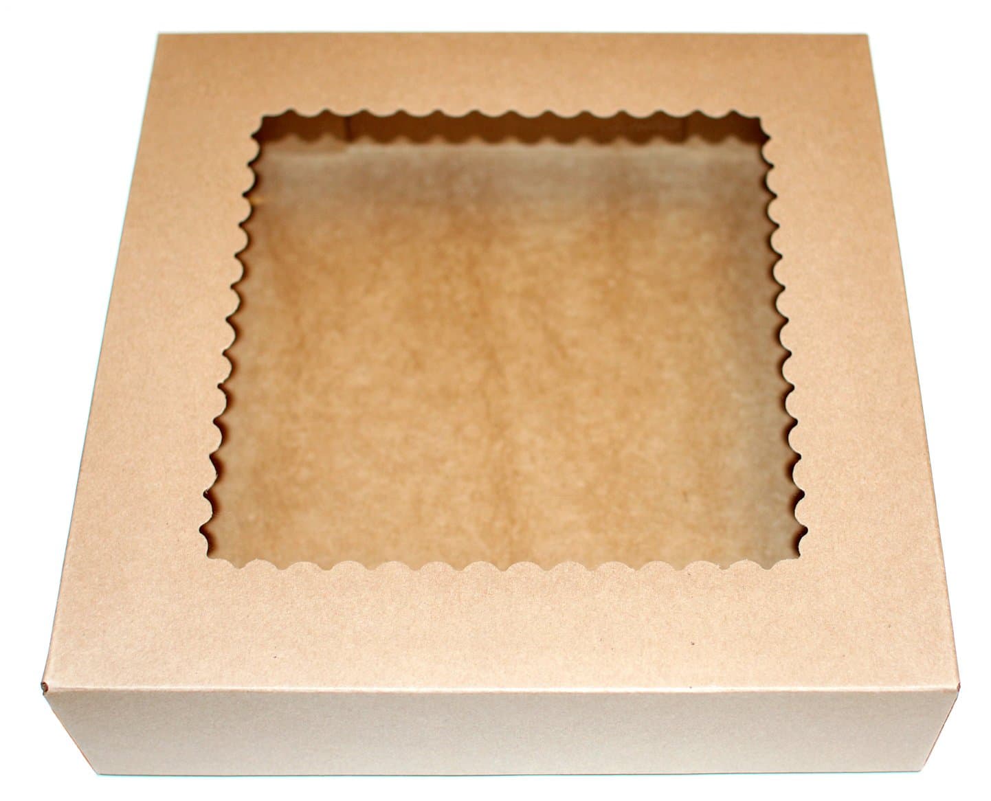 Bakery Boxes with Clear Window (Pack of 10) - 9" x 9" x 2 1/2" - Brown Kraft Paper Box for Pies, Cookies, Cakes, or Cupcakes - Superior Quality