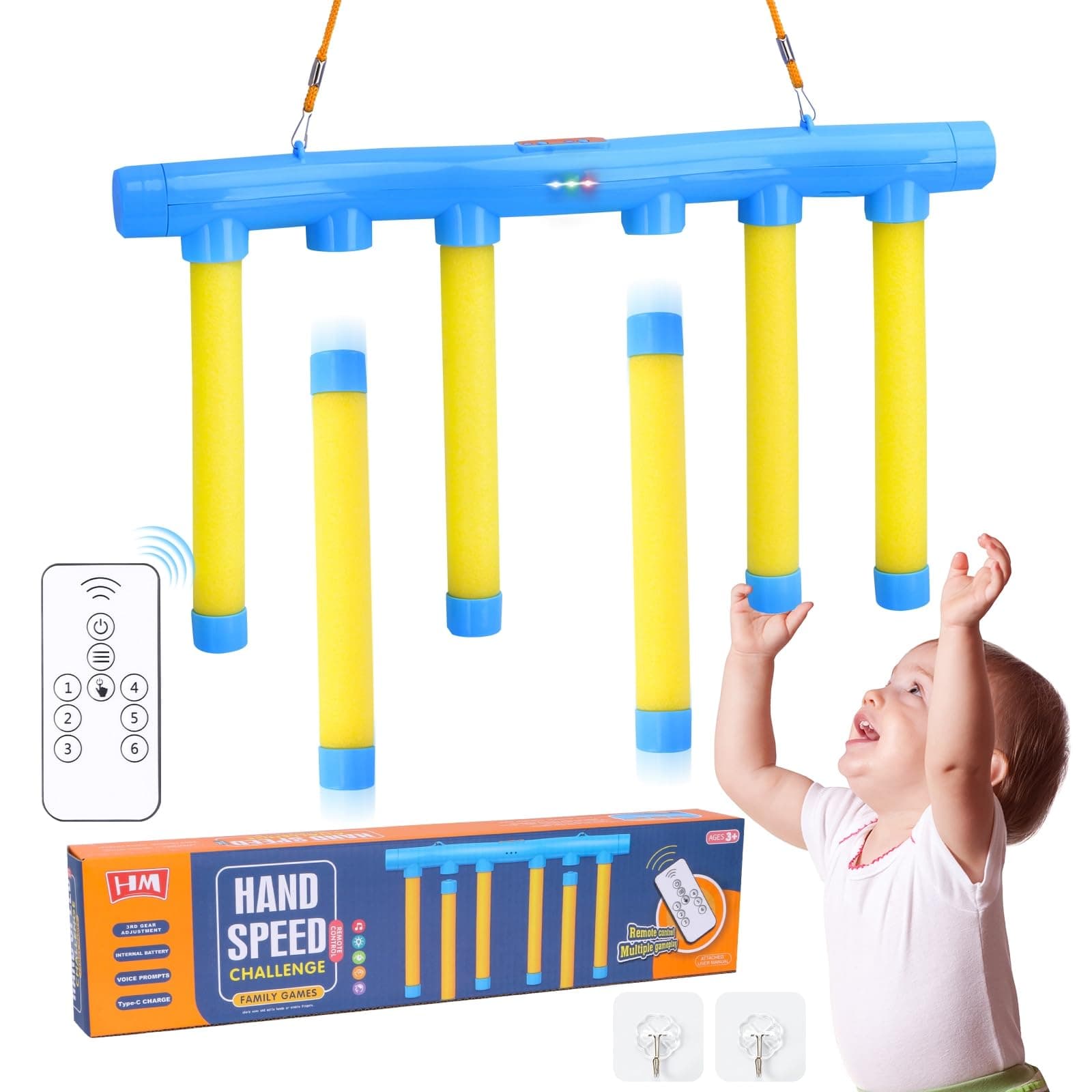 OCES Reflex Stick Game, Reflex Sticks Reaction Training Hand Speed Challenge Game, Upgrade Hand Eye Coordination Training Catching Toy Remote Control 3 Adjustable Speed (Standard)