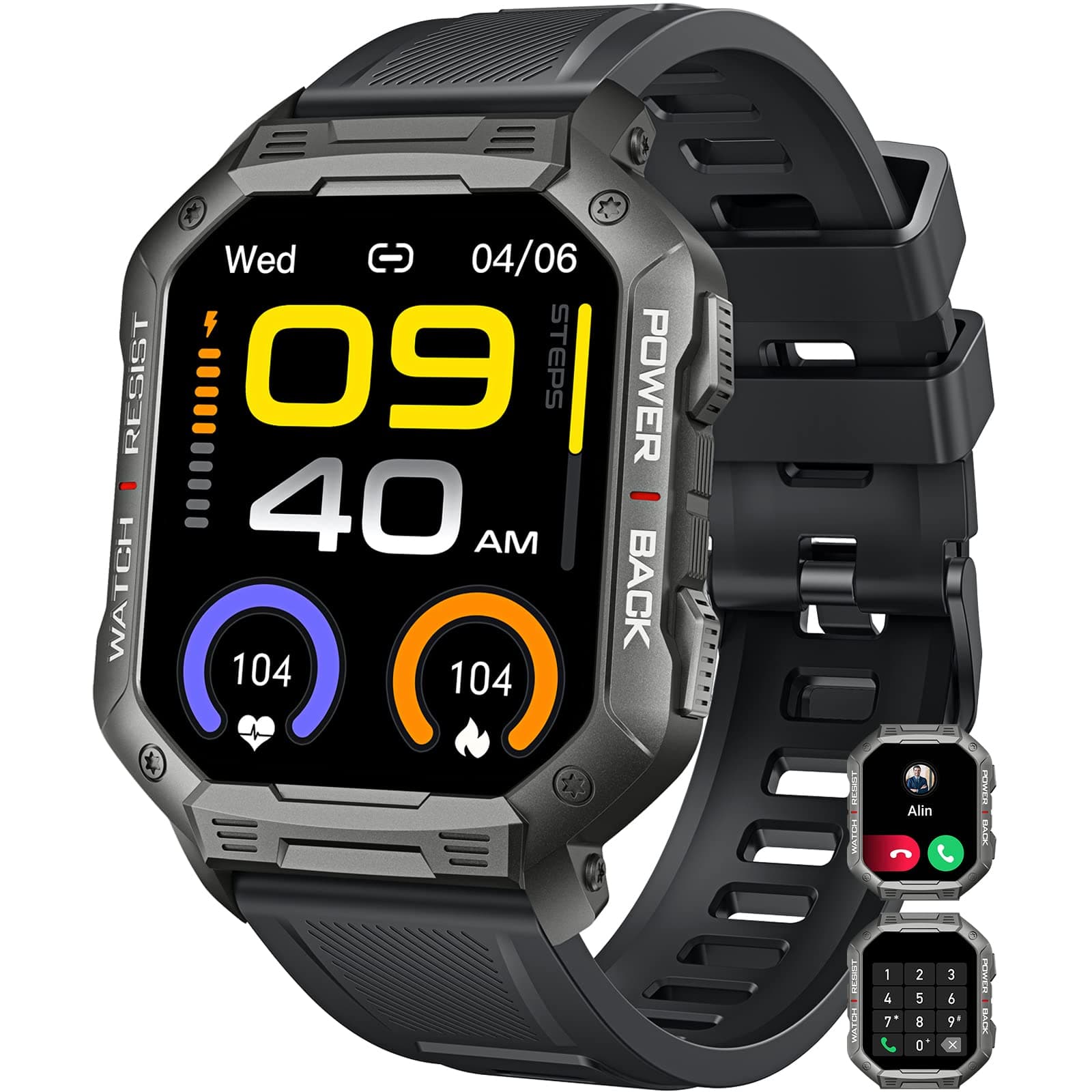 Smart Watch for Men Fitness Tracker: Bluetooth (Answer/Make Call) Tactical Military Waterproof Smartwatch for Android Phones iPhone Outdoor Sports Digital Watches Heart Rate Blood Pressure Monitor