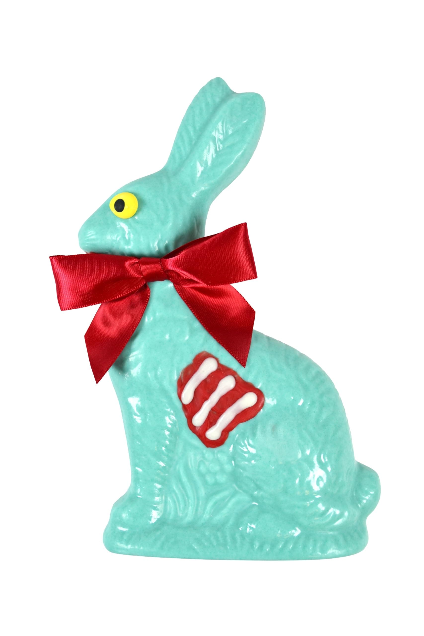 Chocolate Zombie Easter Bunny – Large Solid 1/2 lb Handmade White Chocolate Bunny, Not Hollow, Wrapped with Bow for Easter Basket for Kids