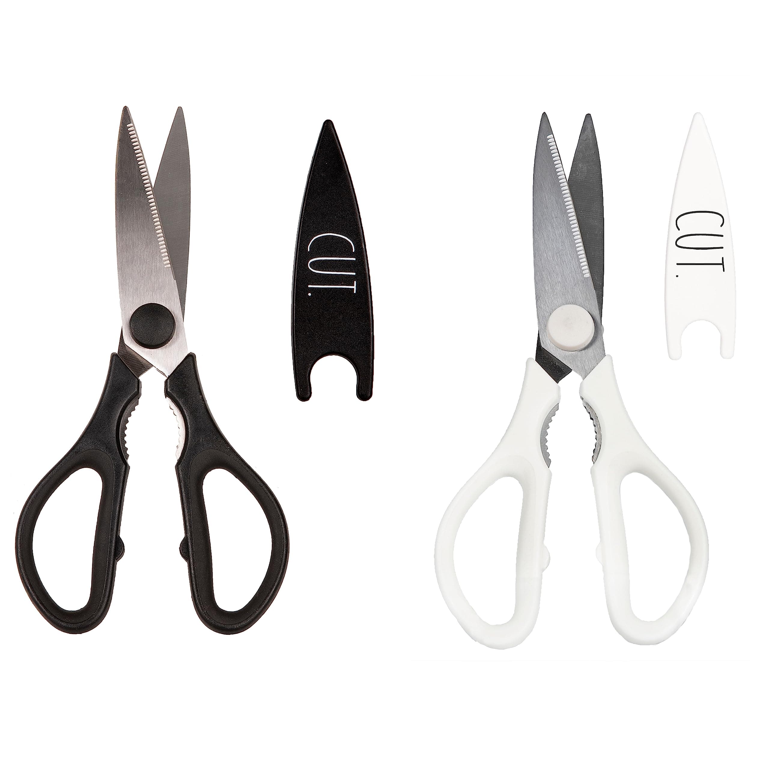 Kitchen Scissors- Stainless Steel Kitchen Shears, Cooking Scissors for Cutting Meat, Chicken, Herbs and Produce with Blade Cover and Soft Grip Handles (Multi 2 Pack)