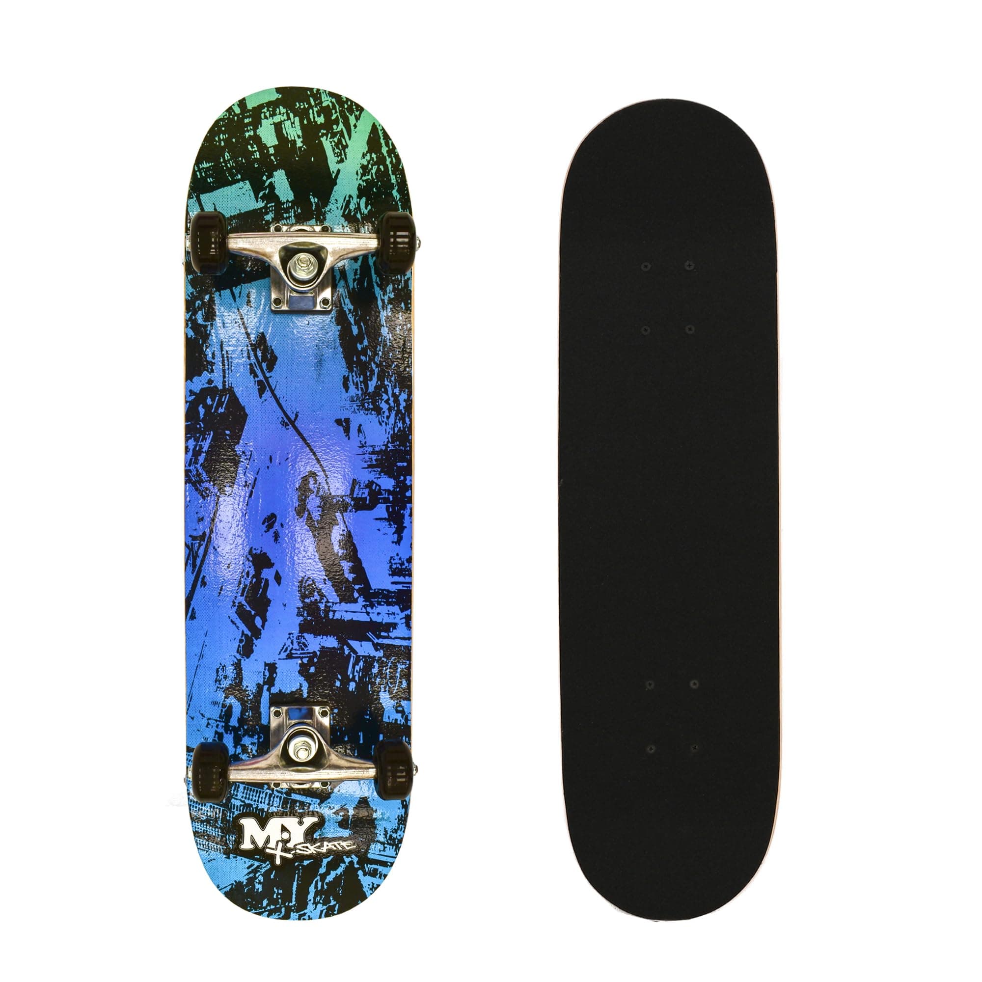 – M.Y X-Skate Complete Skateboard 31" Double Kick Beginner Skateboard for Kids Teenagers & Adults 7 Ply Maple Deck ABEC 7 Bearings for tricks and skateparks