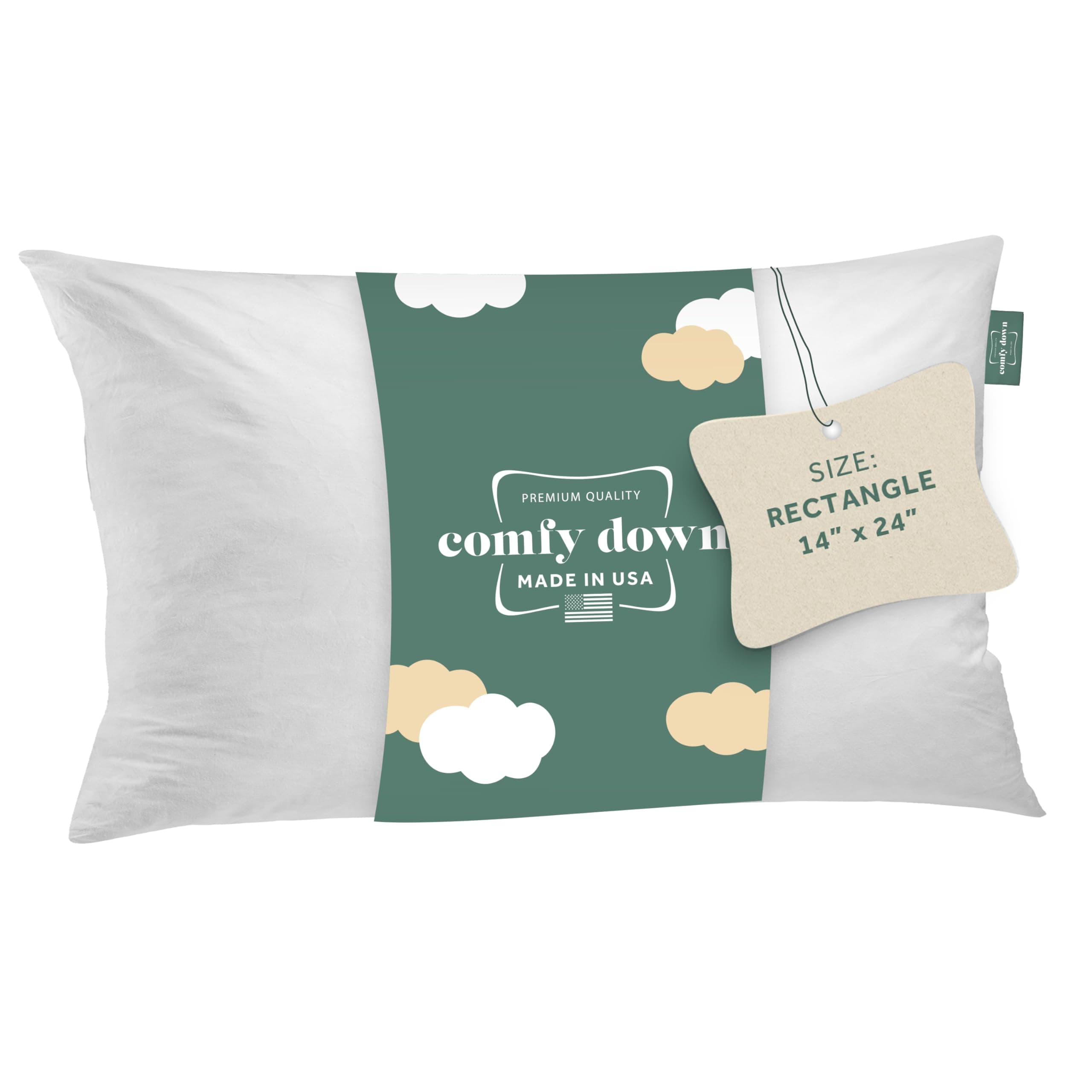 ComfyDown Decorative Throw Pillow Insert, Down and Feather Fill, 100% Cotton Cover, 233 Thread Count - Made in USA (14 X 24)