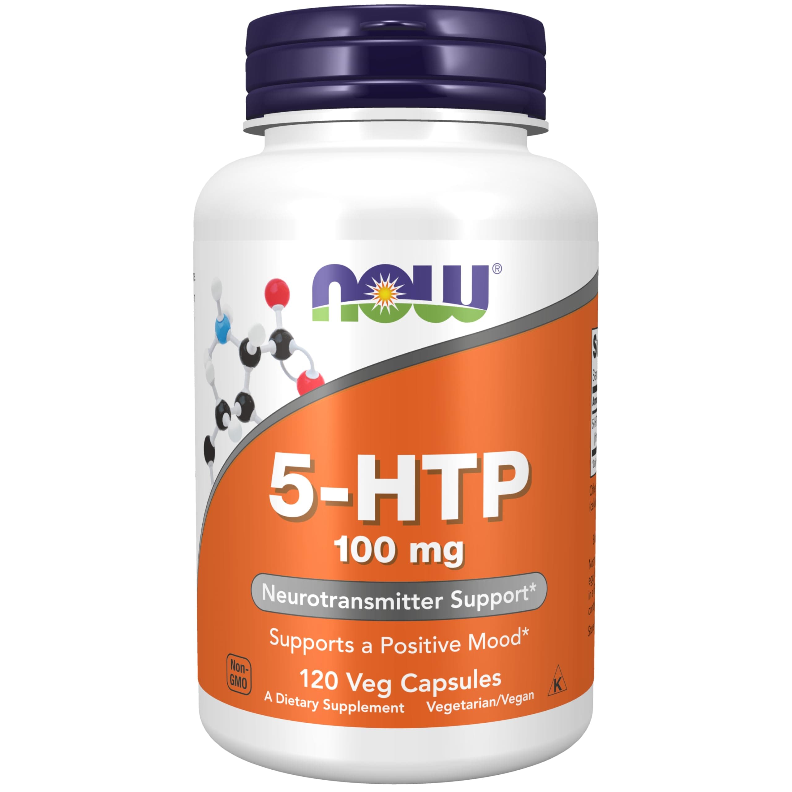 NOW Supplements, 5-HTP (5-hydroxytryptophan) 100 mg, Neurotransmitter Support*, 120 Veg Capsules