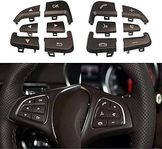 Car Steering Wheel Control Button Cover for Mercedes Benz A B GLA CLA GLS GLE CLS SL W172 W246 W218 W156 W292 W166 A0999050600 1pcs (Brown, Right-R3)