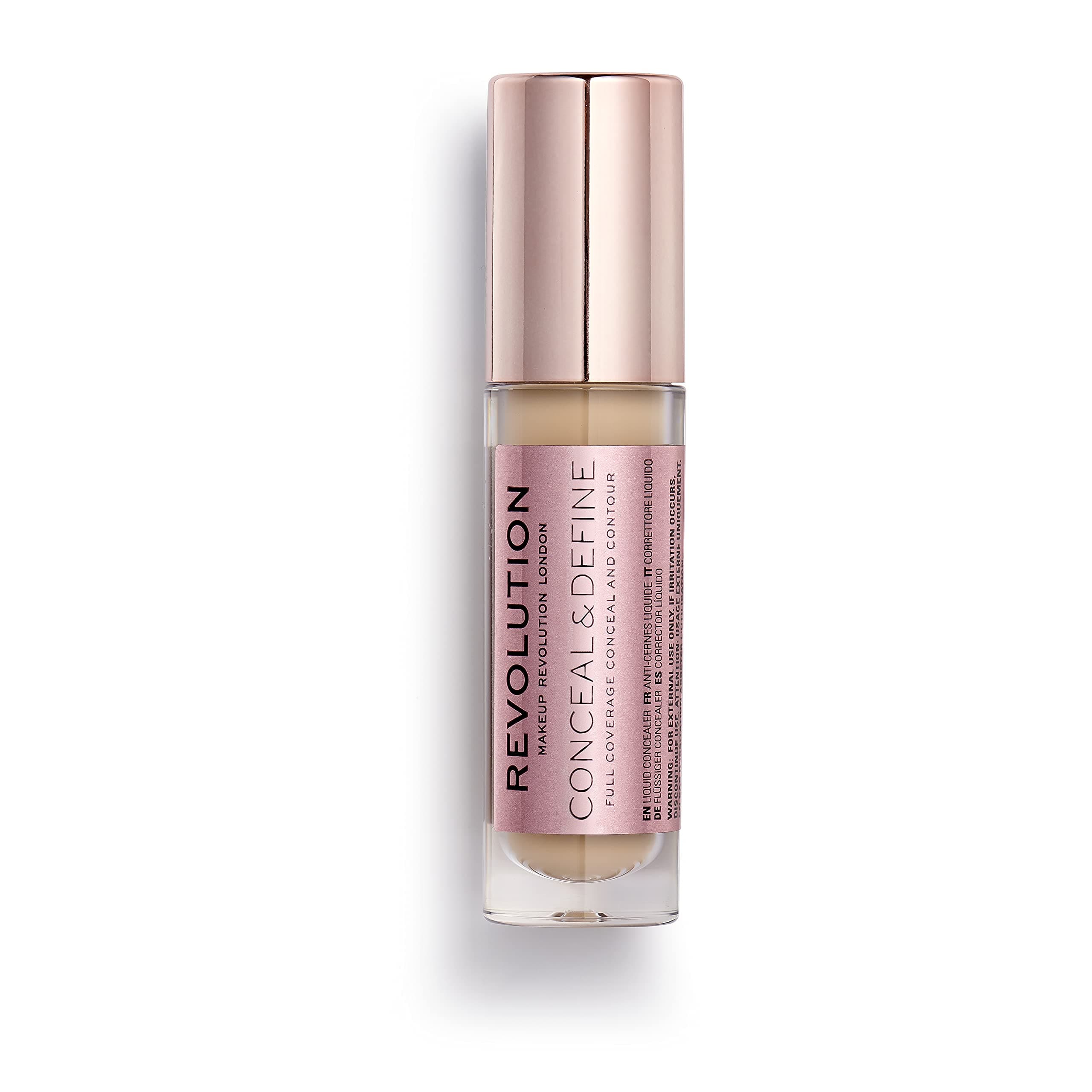 Makeup Revolution Conceal & Define Concealer, Full Coverage Concealer, Matte Finish & Long Wear, For Medium or Tan Skin Tones, Vegan, C7, 4ml