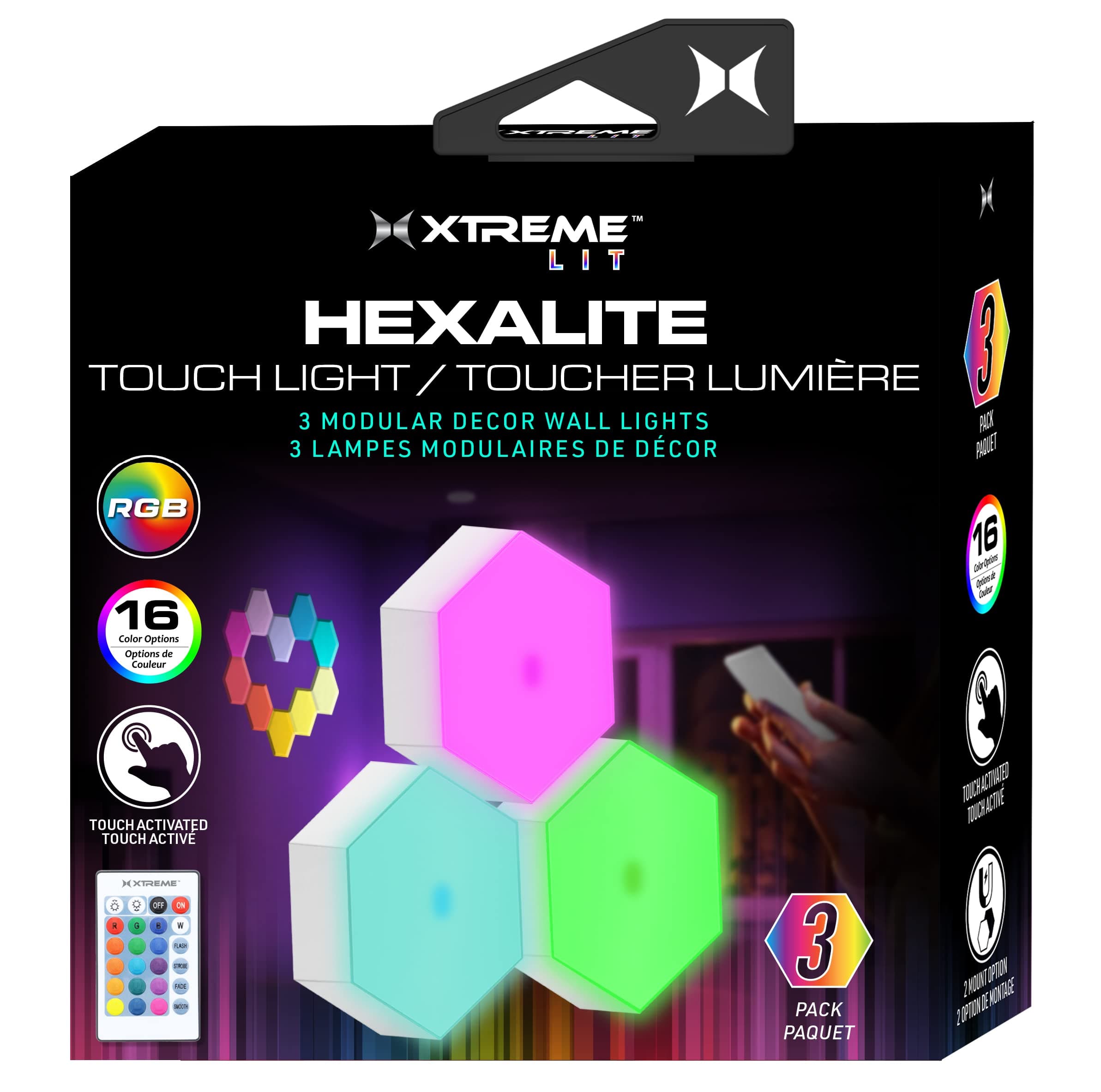 XTREME DIGITAL LIFESTYLE ACCESSORIESHexalite Touch Light, 3 pack, Remote control included