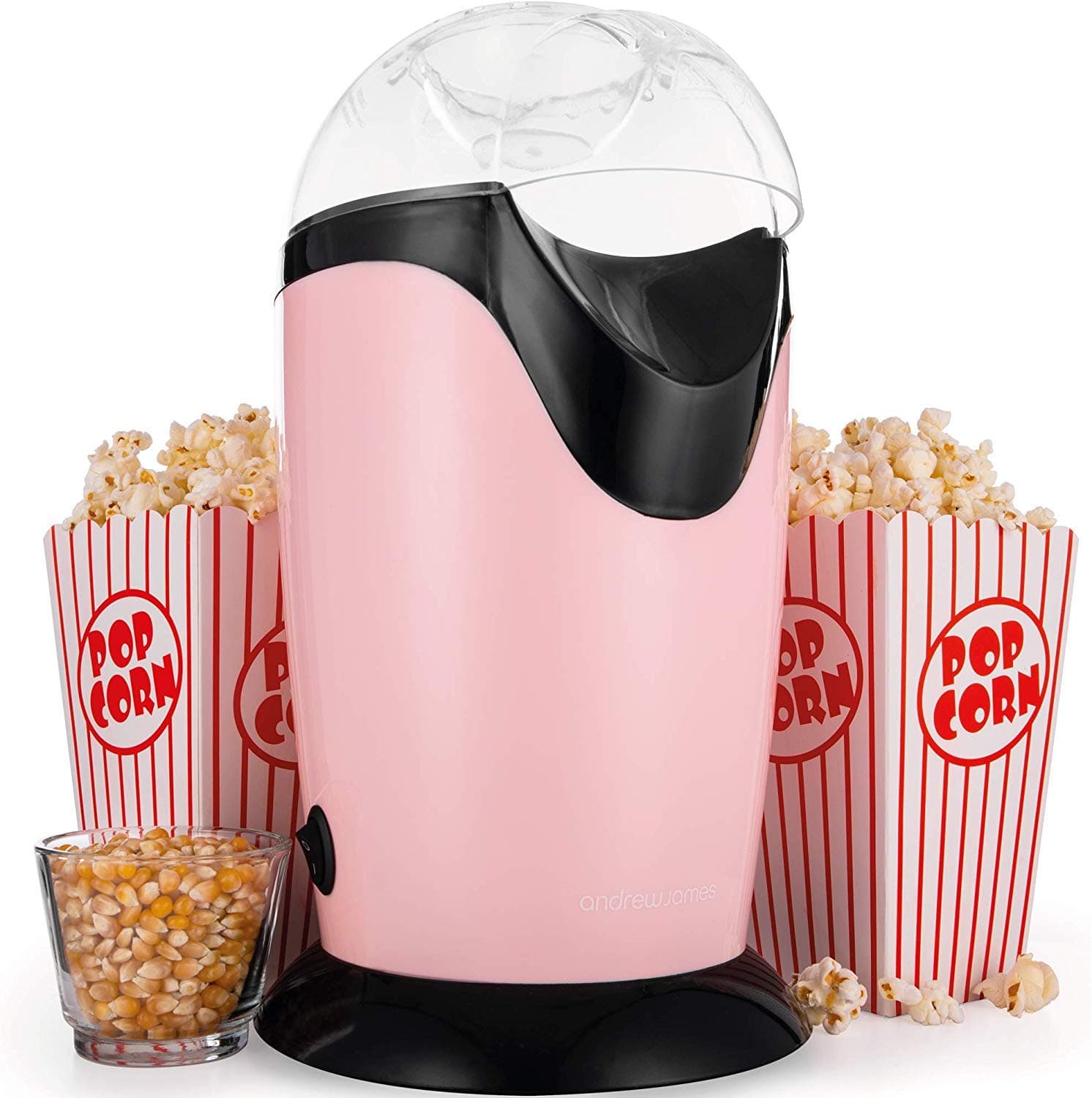Popcorn Maker Machine – Hot Air Popcorn Machine for Healthy Snacking – Classic Air Popcorn with Cinema Boxes – Ideal Popcorn Maker Movie Night Accessory