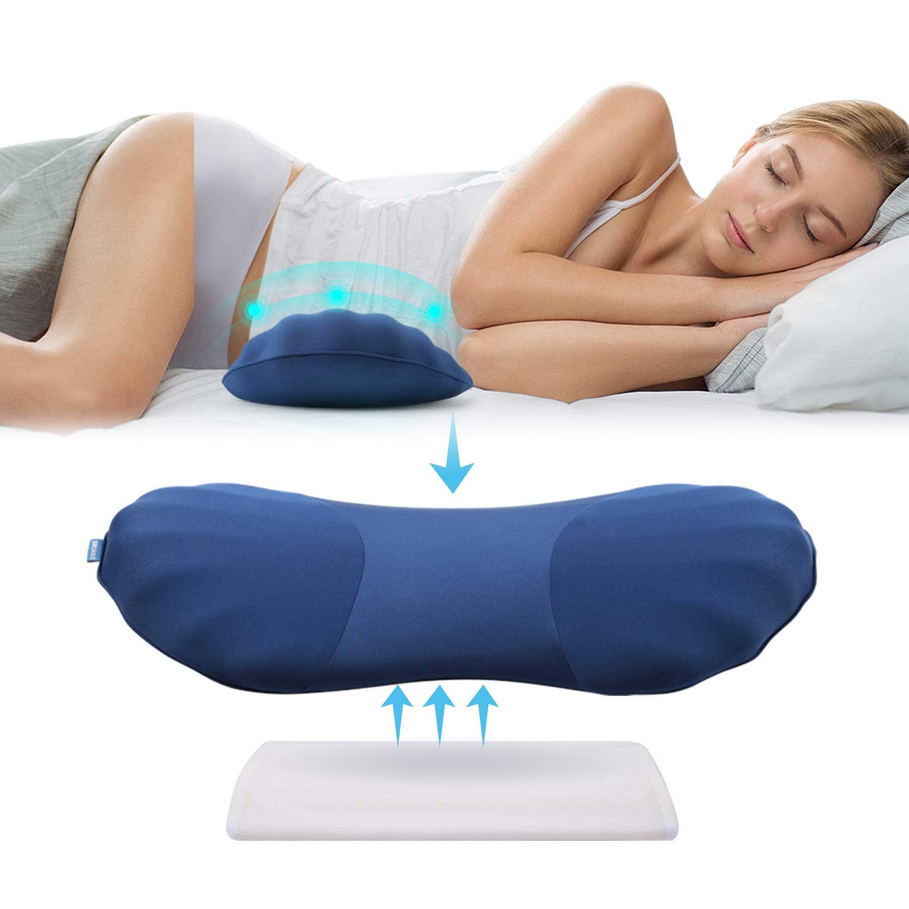 Adjustable Lumbar Support Pillow for Sleeping Memory Foam Back Support Pillow for Lower Back Pain Relief and Sleeping, Lumbar Support Pillow for Bed and Chair