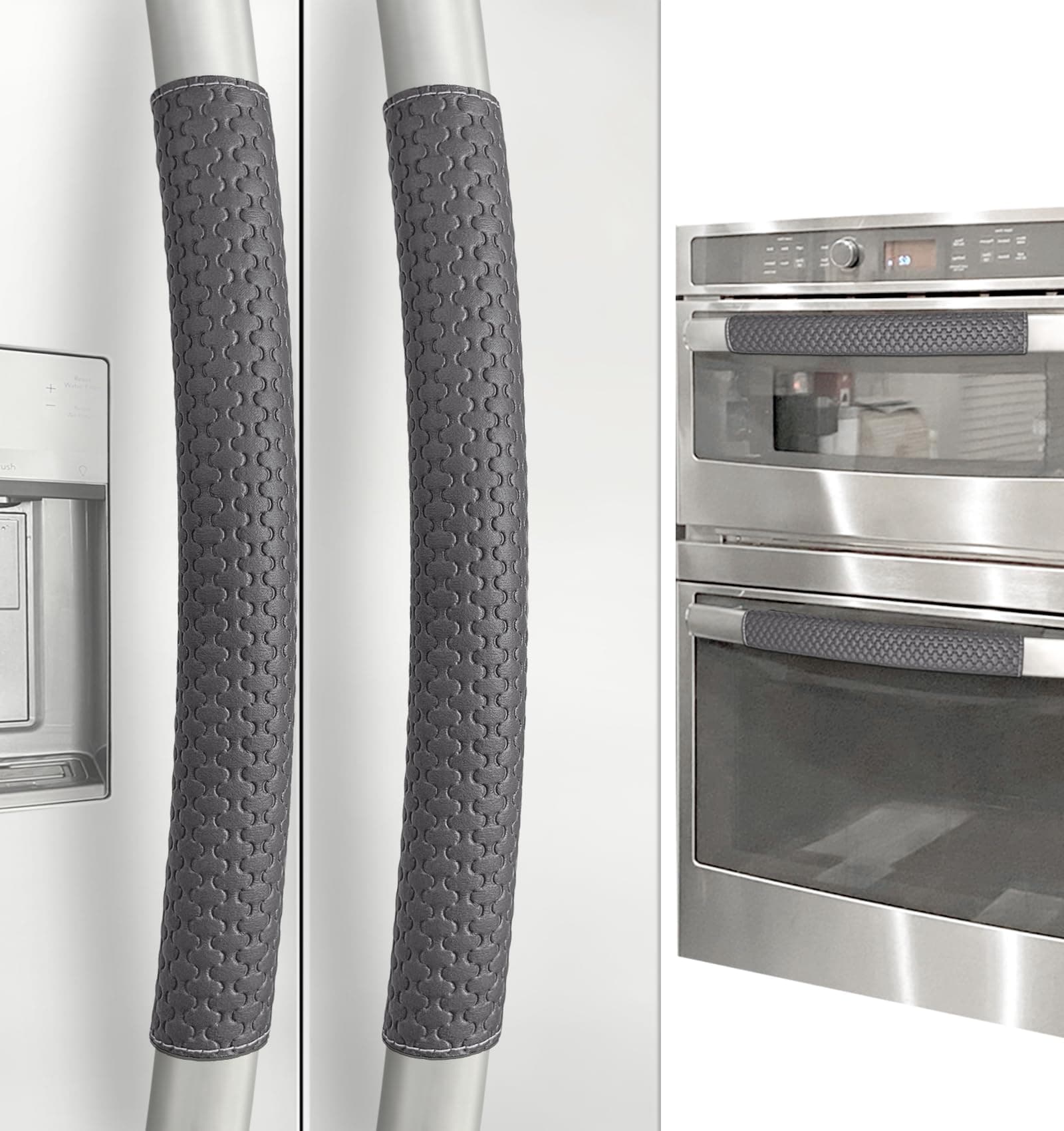 Refrigerator Door Handle Covers, 4 PCS, Performance Appliance Handle Covers, Non-Slip Fridge Door Handle Covers, Keep Your Kitchen Clean, Microwave Oven Dishwasher door Handle Protectors(Carbon Black)