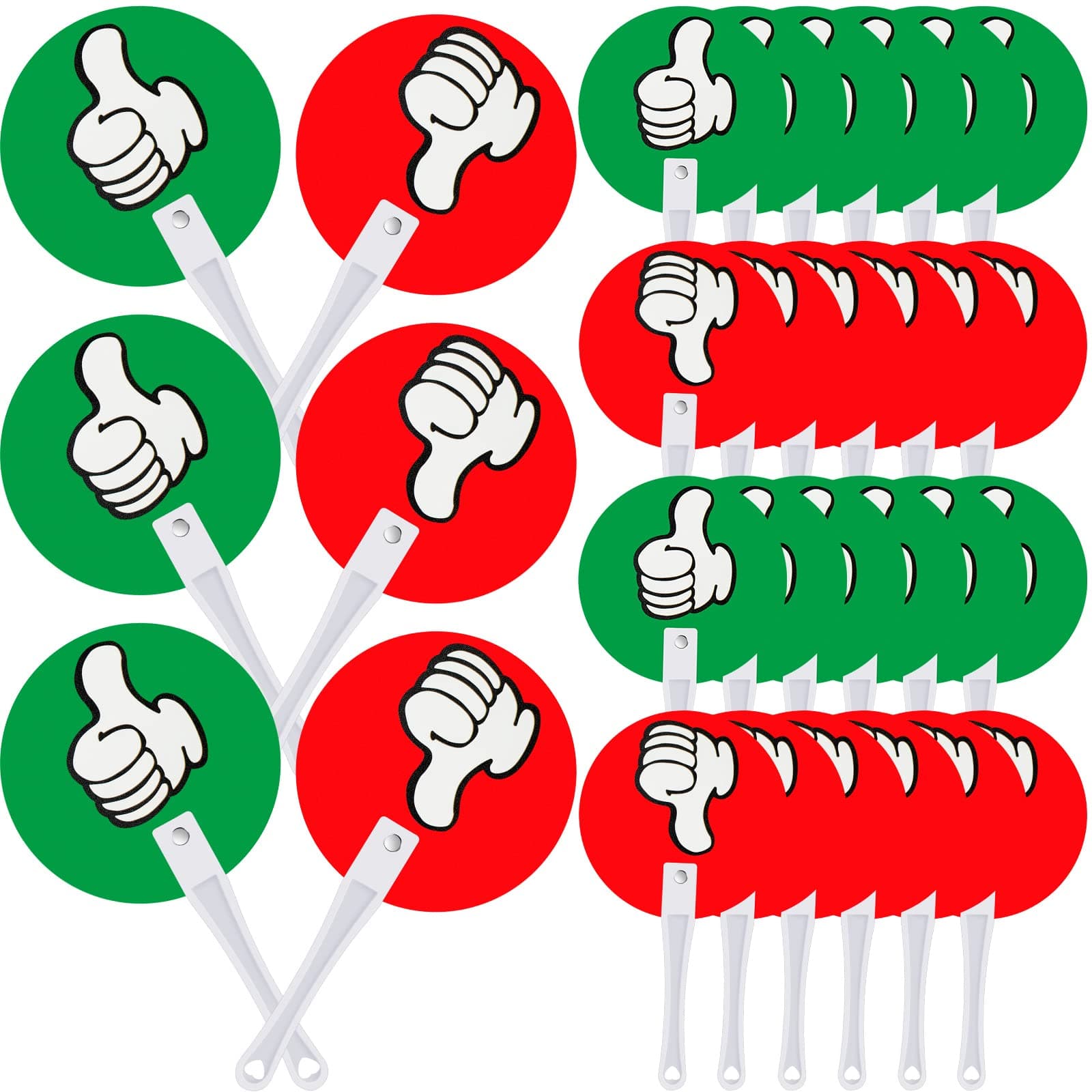 Macarrie 30 Pack Thumbs up Thumbs Down Classroom Voting Paddles Handy Teacher Classroom Event Supplies Plastic Thumbs up Sign Green Red Yes or No Paddles True False Paddles for School Student