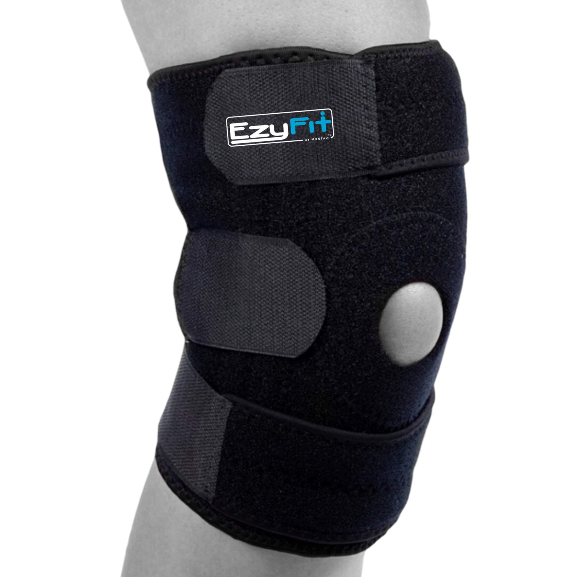 EzyFit Knee Brace Support Dual Stabilizers Open Patella - Adjustable Breathable Neoprene For Acl Meniscus Tear Injury Recovery Comfort Fit - 3 Sizes Medium