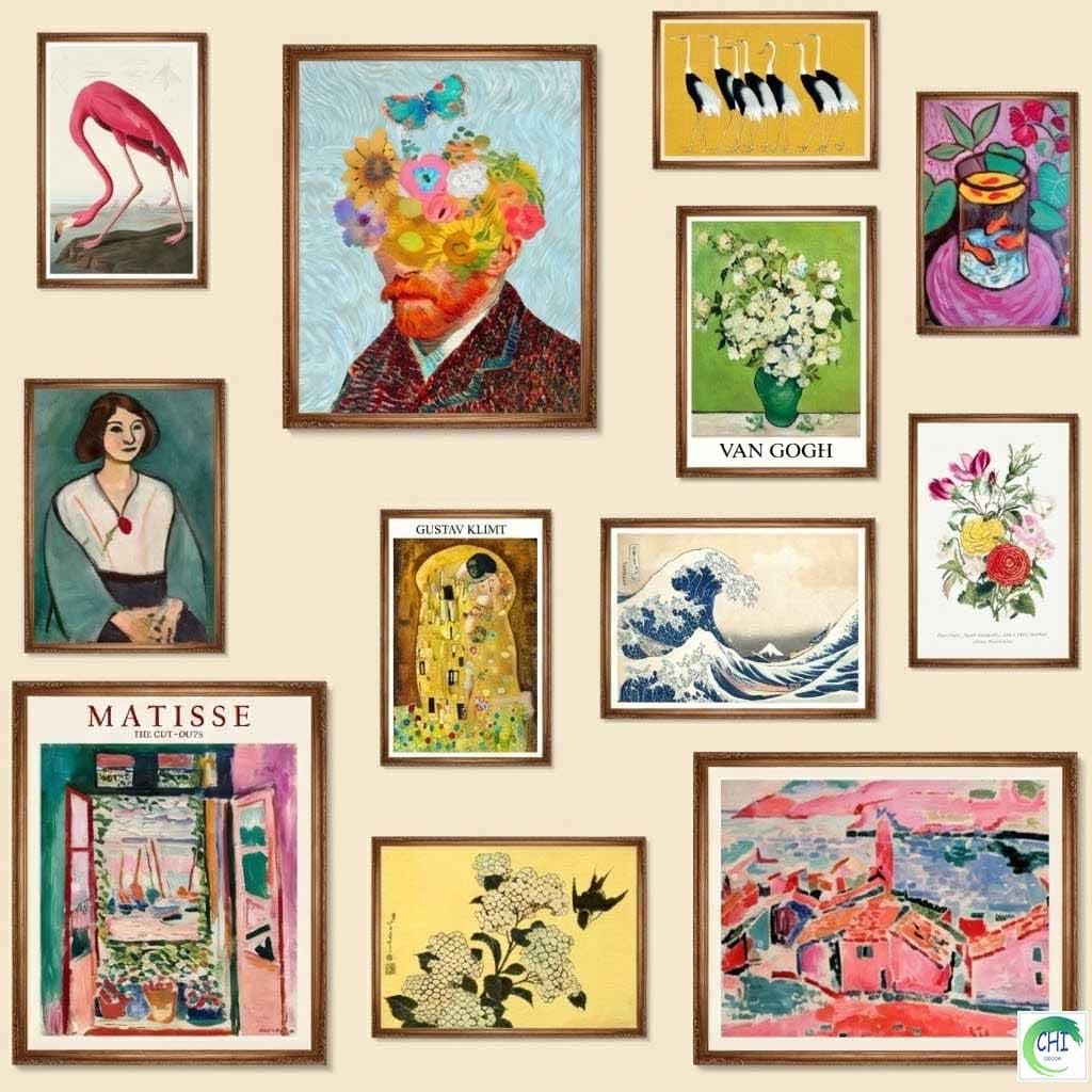 LANCHI95 12 Pcs Eclectic Wall Decor, Eclectic Home Decor, Maximalist Decor, Vintage Wall Art, Colorful Boho Gallery Wall Prints, Art Prints for Bedroom (Unframed)