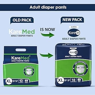 Karein Classic Adult Diaper Pants, Extra Large 100-150 Cm (40"- 59"), Unisex, Leakproof, Elastic Waist, Wetness Indicator, 20 Count