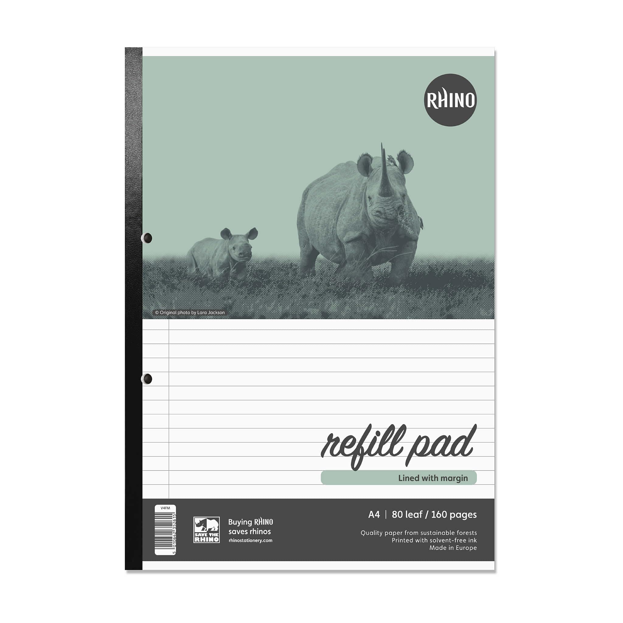 A4 Refill Pad, Writing Pad, 160-Page / 8mm Lined with Margin, 1-Pack, White Hole Punched Side Binding Writing Paper, Office & School Stationery Supplies