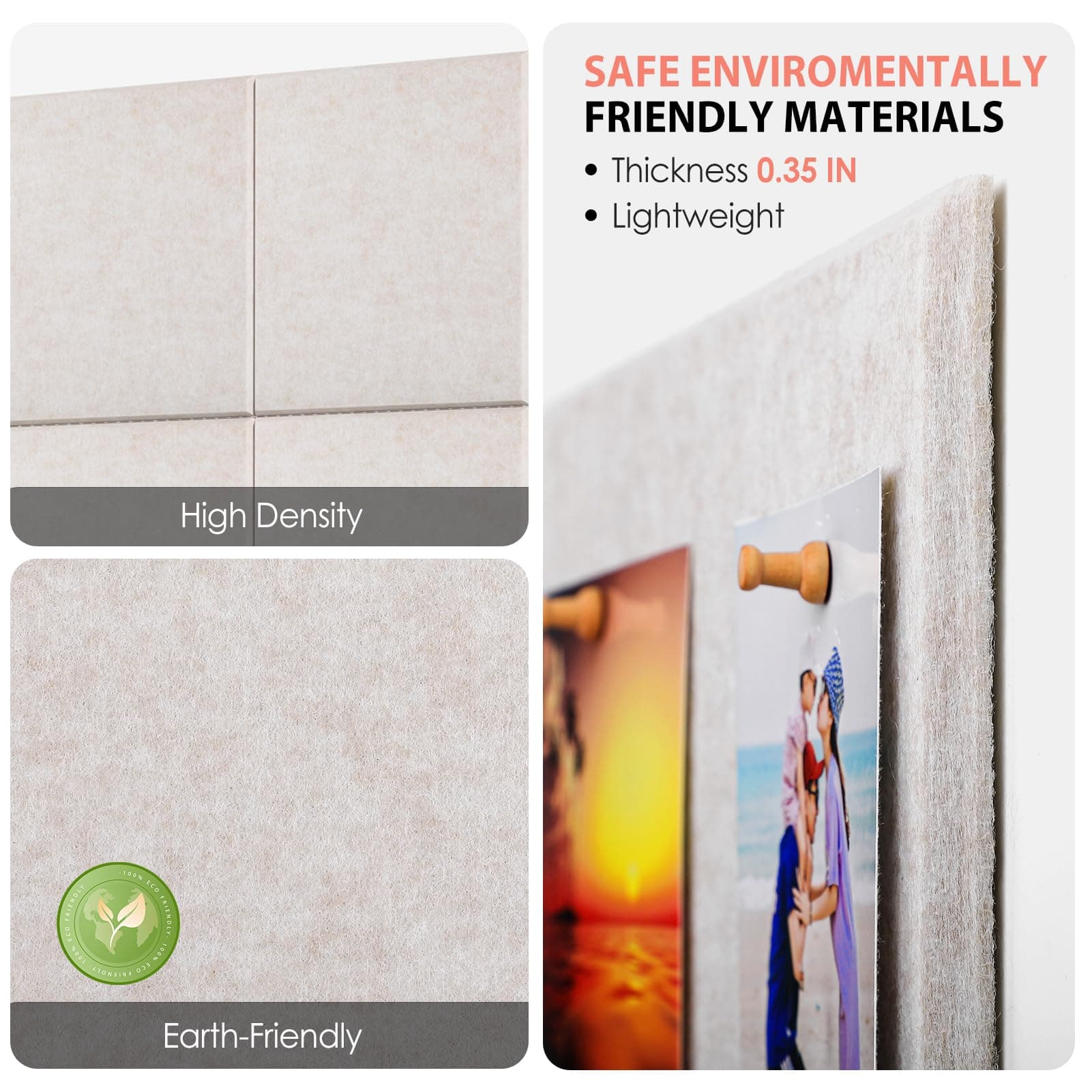 MaxGear Large Cork Board for Wall 36" x 24", Light Tan Bulletin Board, 6 Pack Felt Wall Tiles with Pushpins, Cork Boards for Office Pin Board Tack Board Cork Boards