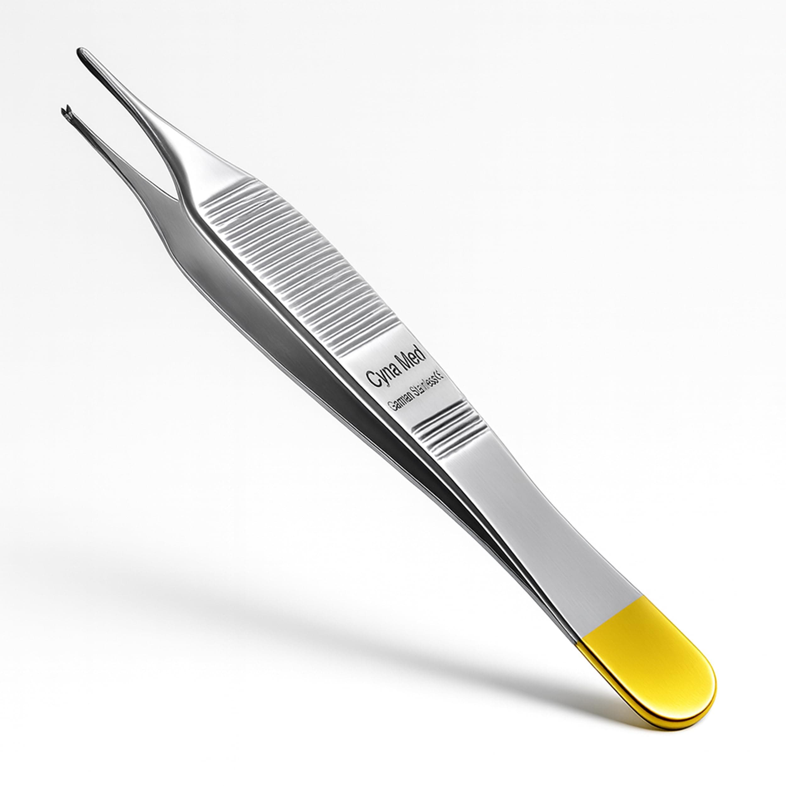 Cynamed T/C Adson Plastic Surgery Forceps 4.75" Straight Fine Point with Tungsten Carbide Inserts Surgical Veterinary Instruments with Gold Handle (1X2 Teeth, Adson Tissue Forceps, TC)