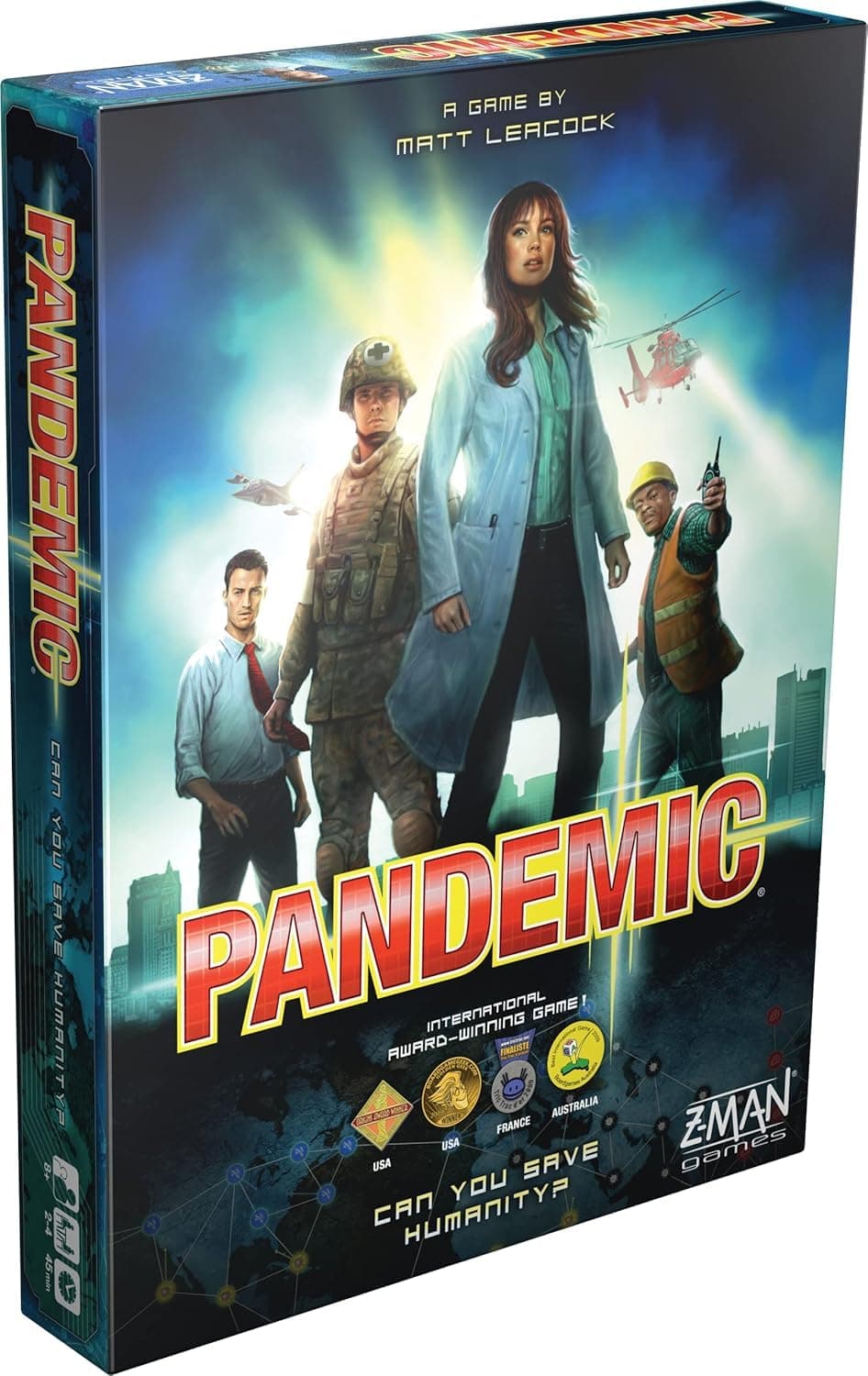 Asmodee Pandemic Board Game (Base Game) - A Cooperative Battle to Save Humanity, Strategy Game for Kids and Adults, Ages 8+, 2-4 Players, 45 Minute Playtime