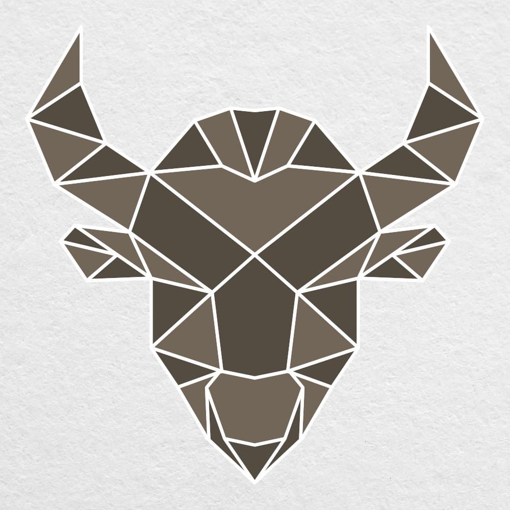 Low Poly Bull Head - 5" Printed Vinyl Decal - for MacBook, car, Laptop, and More!