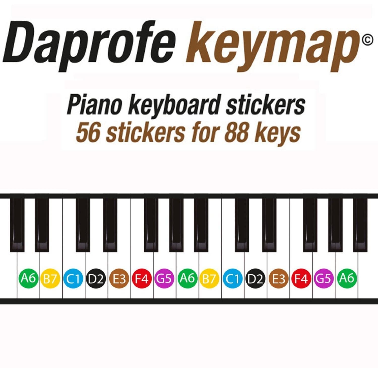 Daprofe Piano Stickers Removable Laminated Full Color Note Stickers