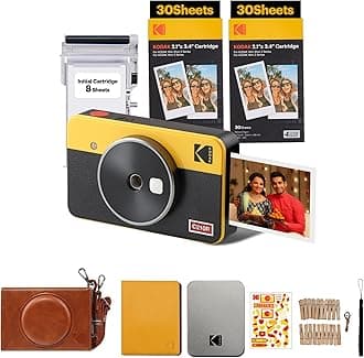 Kodak Mini Shot 2 Retro 4PASS 2-in-1 Instant Camera and Photo Printer (2.1x3.4 inches) + 68 Sheets Gift Bundle, Yellow
