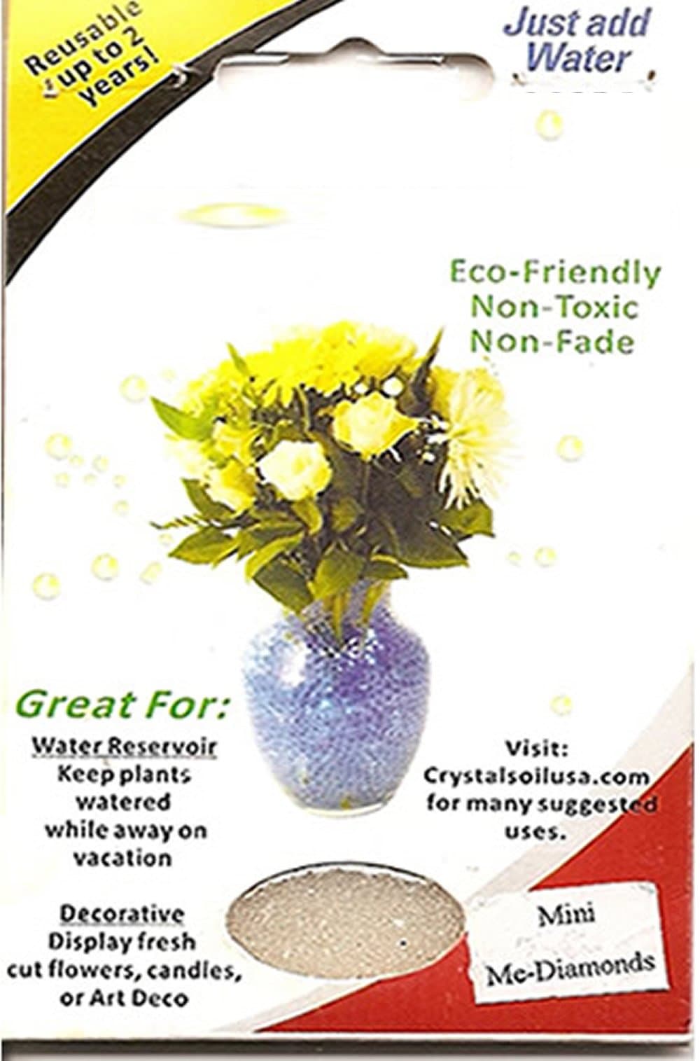 Mini Me Size (Diameter): Dry:0.2-0.5mm. Hydrated: 2-5mm -Crystal Soil; Shining and Adorable.5 Pack (Clear)