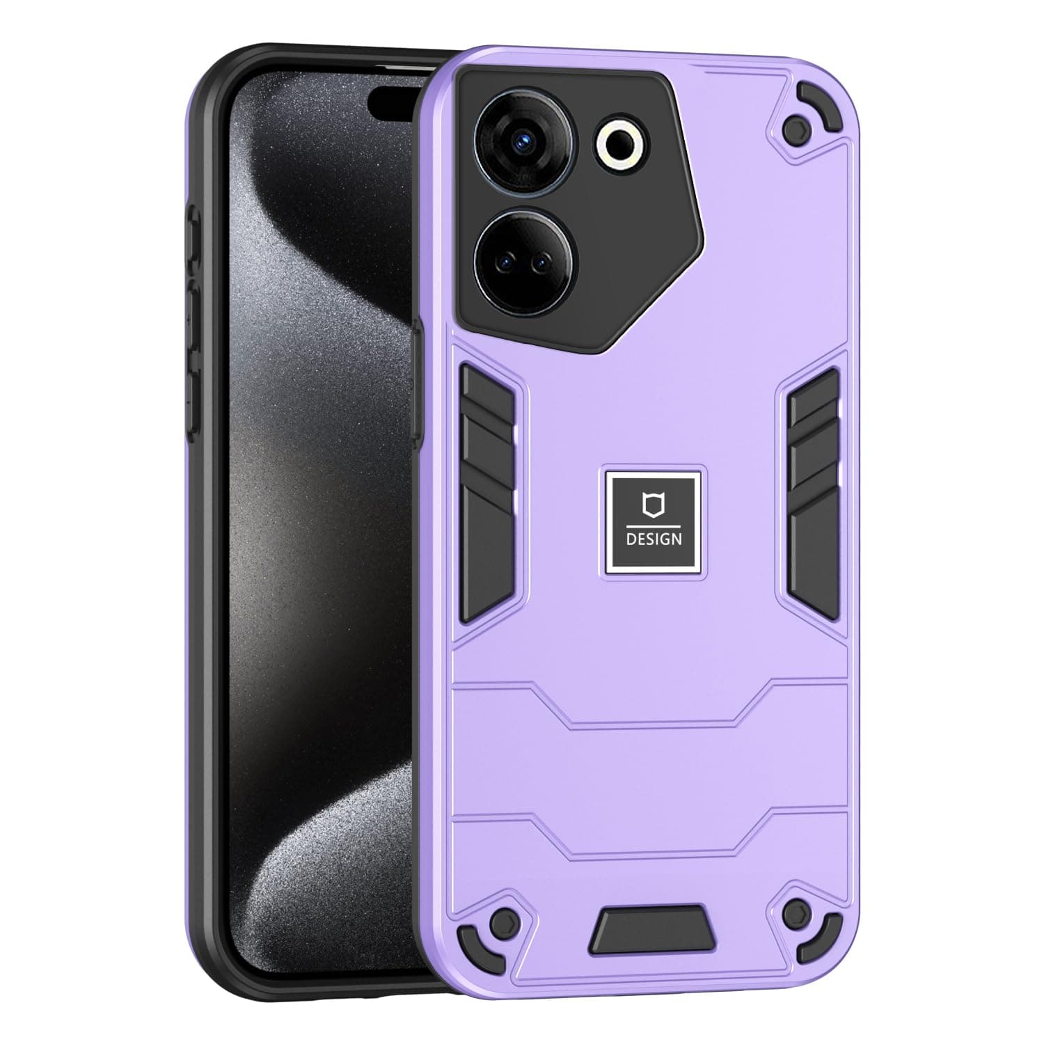 Phone Case Compatible with Tecno Camon 20 Pro 5G,Compatible with Tecno Camon 20 Pro 5G CK8n Case Dual-Layer Drop-Proof TPU+PC 2-in-1 Protective Case Purple