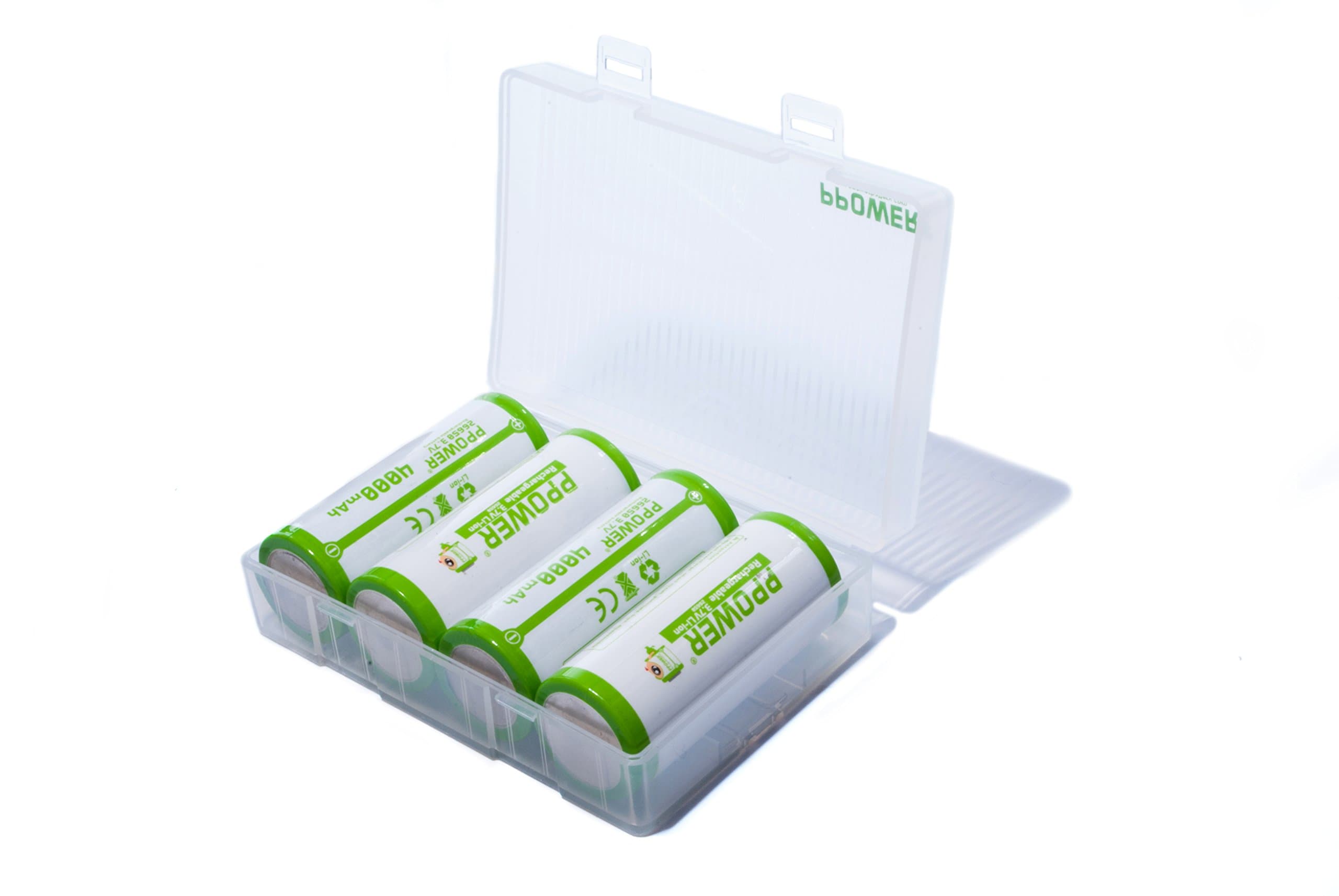 1X Ppower Battery Box, Storage Box Battery case,Container for 4X 26650 Li-ion Battery (Batteries are not Included) P-Power