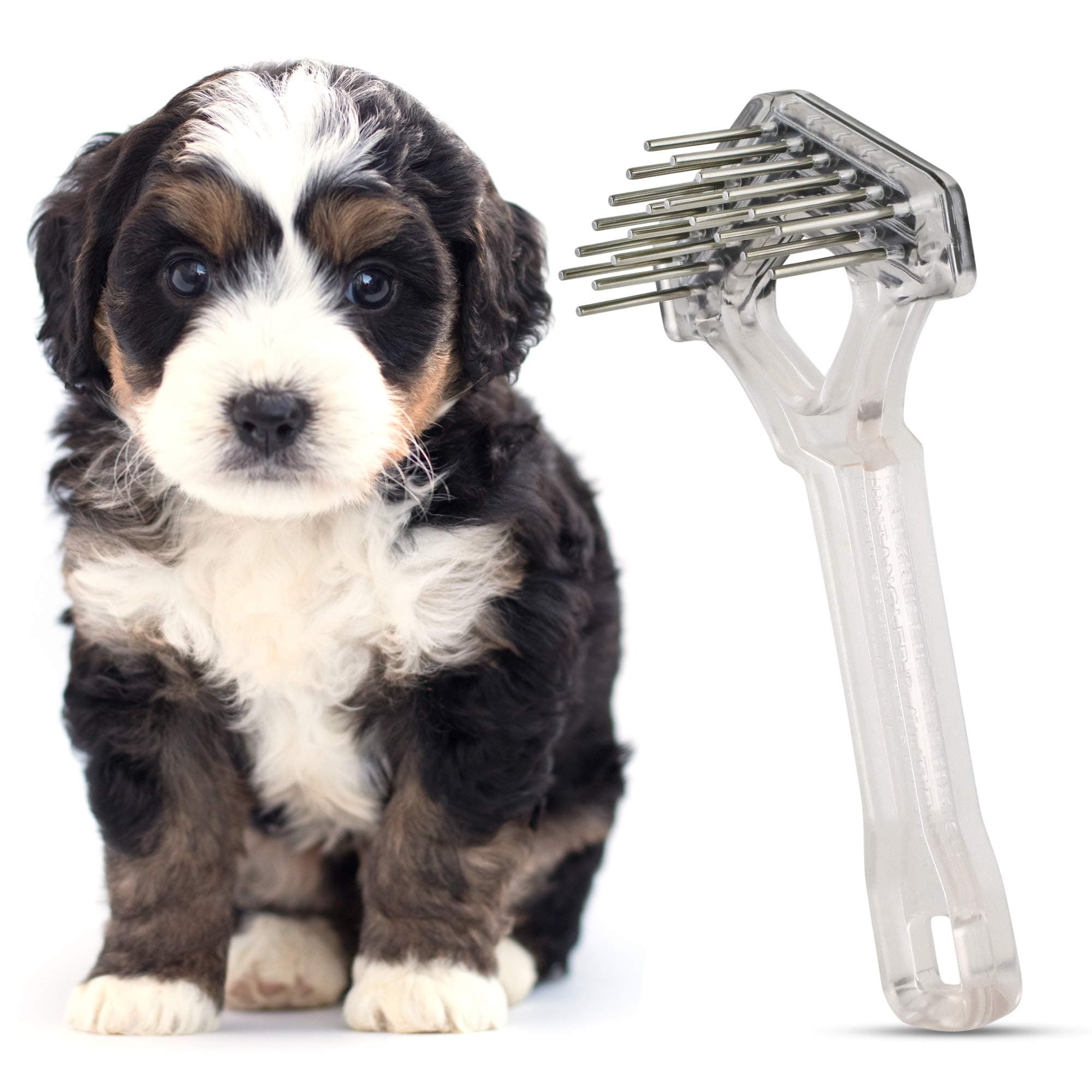 The Untangler Mini Rake Pet Comb with Long V-Shape Double Row Stainless Steel Teeth for Easy Mat Removal