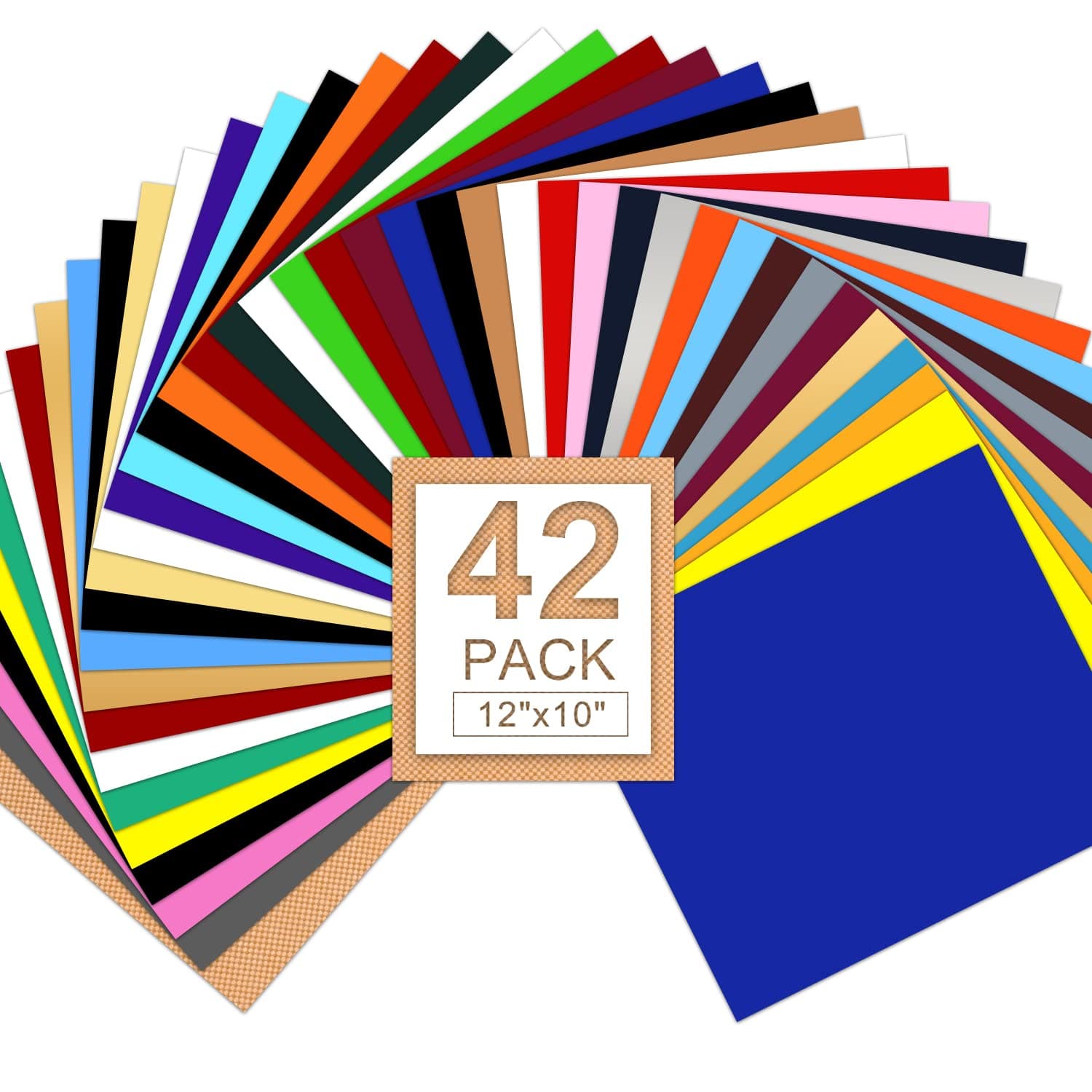 HTV Heat Transfer Vinyl Bundle : 42 Pack 12" x 10" Sheets Iron on Vinyl,30 Assorted Colors Heat Transfer Vinyl for DIY Iron on Fabrics T-Shirts