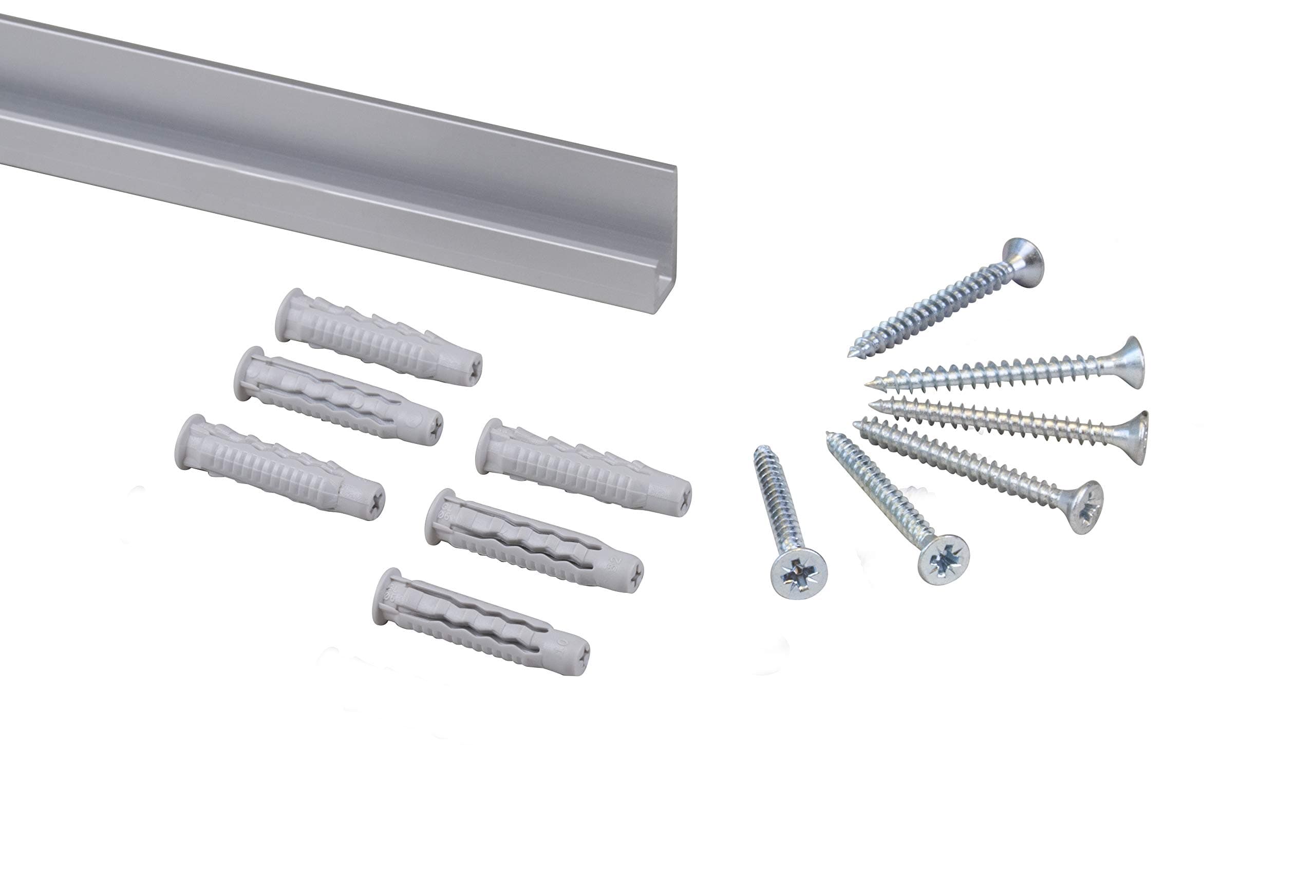 STAS j-Rail max Art Gallery Hanging System - Covers 4.92 ft of Wall Space - Art Display Rail for Museum & Gallery Picture Rail with Installation Hardware (Silver Rails)