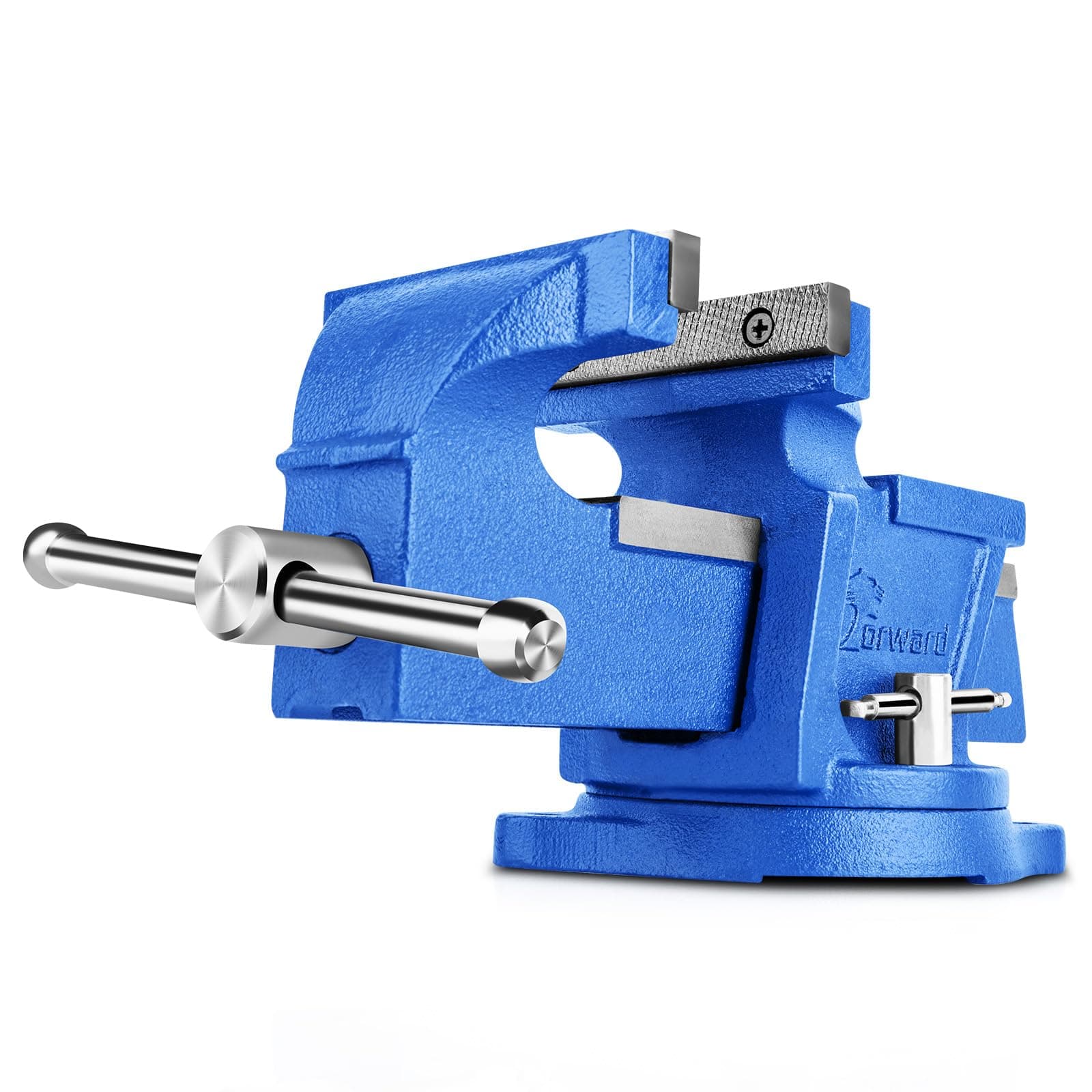 Forward General Purpose Bench Vise 4 Inch Ductile Iron Home Vice with Swivel Base and Anvil, 4" Jaw Width, 3" Max Opening