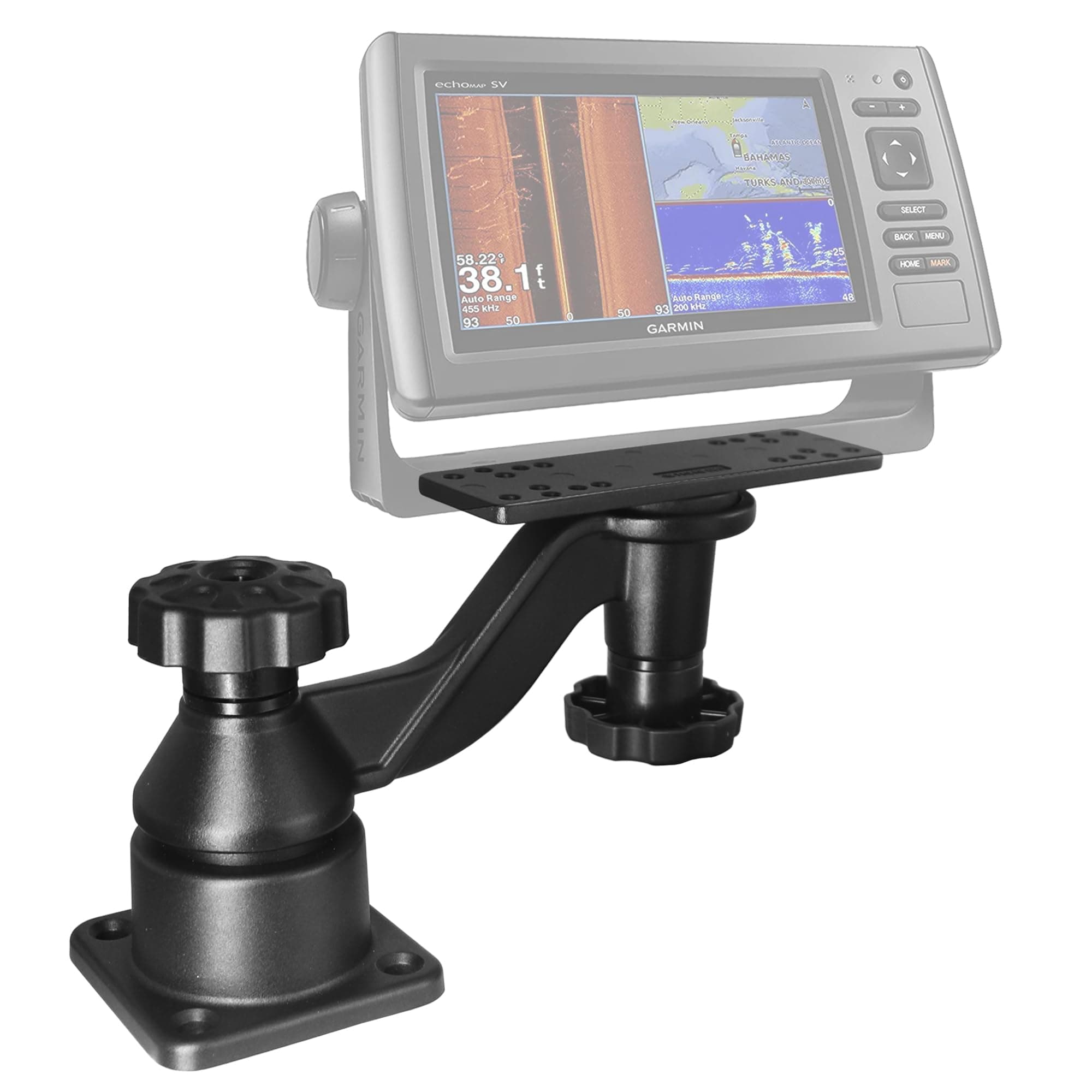 Aluminium Fish Finder & Chartplotter Mount, Reinforced Horizontal Swing Arm Marine Electronic Mount for 5" to 12" Screens, Compatible with Garmin, Lowrance, Humminbird and More Depth Finder