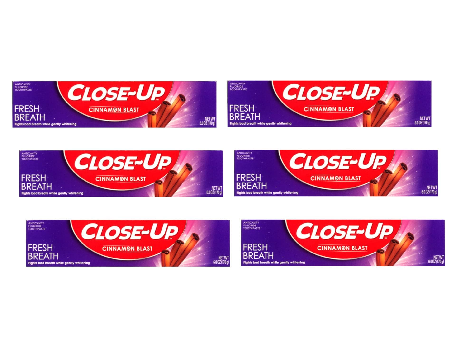 Close-Up Toothpaste, Refreshing Red Gel, Anticavity Fluoride, Cinnamon, 6 Ounce (Pack of 6)
