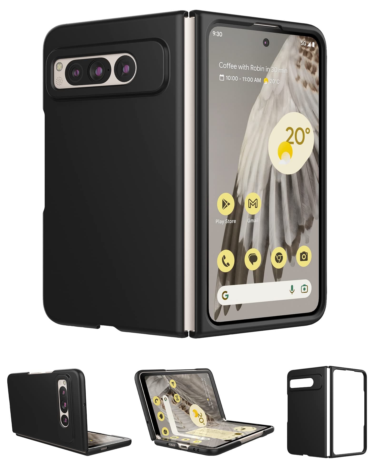 Foluu for Google Pixel Fold Case 2023, Slim Phone Case, Premium Thin Full Protection Matte PC with Non-Slip Grip Protective Cover (Black)