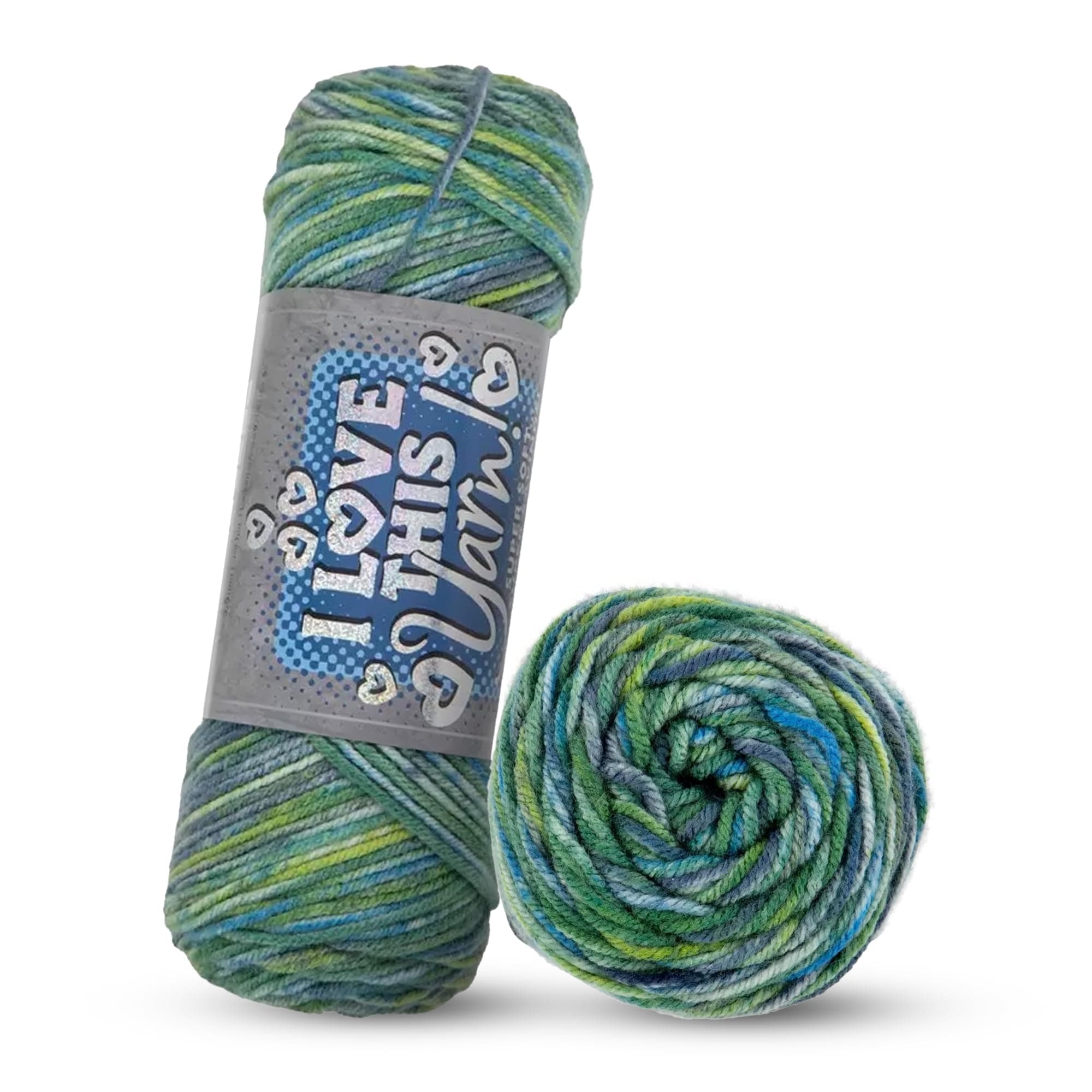 I Love This Yarn 4 - Medium – Soft Skein – 252 Yards of Acrylic Yarn for Crocheting Blankets, Hats, & More – Craft Supplies for Handcrafting Accessories, Blue Green