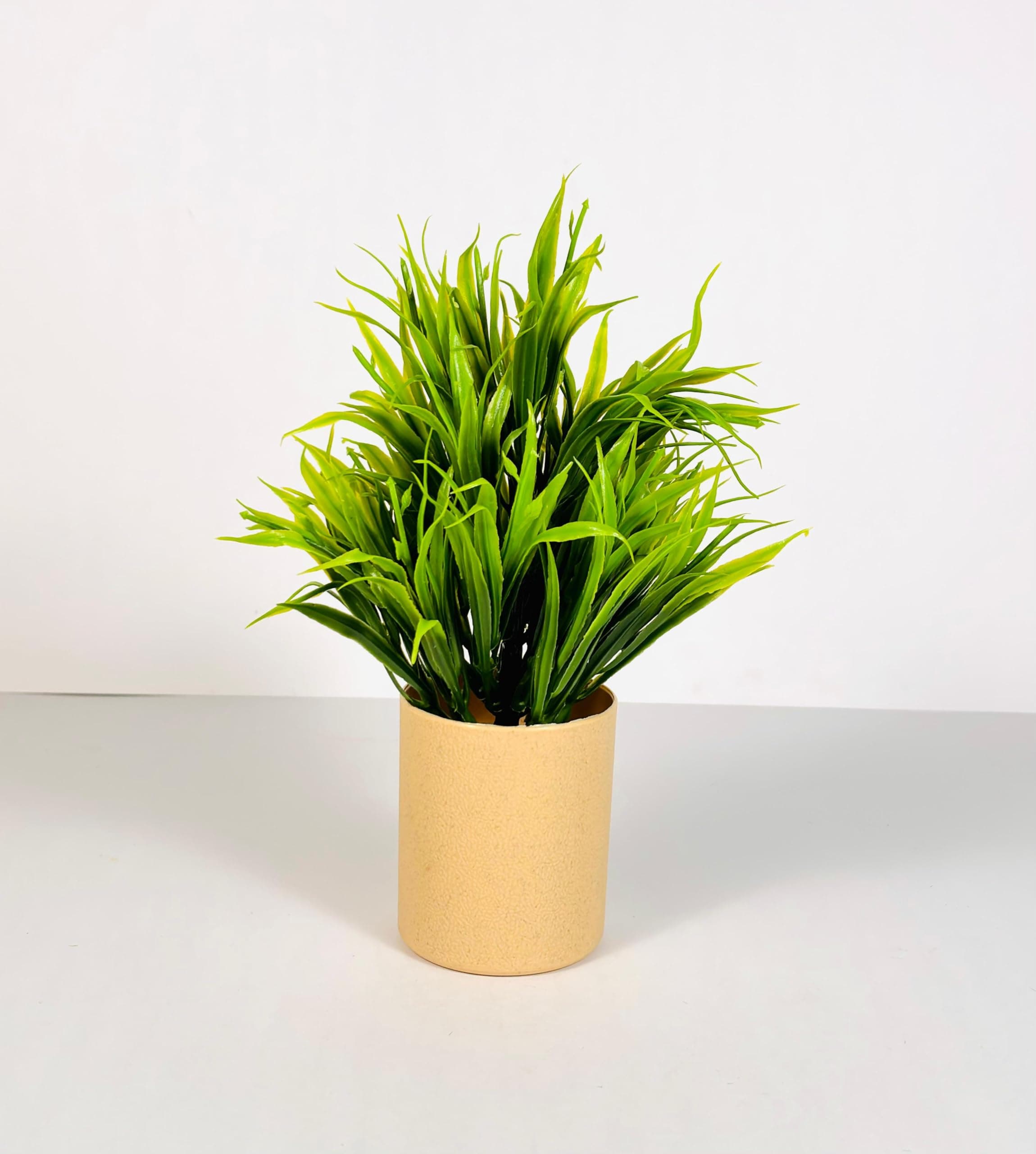 Dekorly Artificial Potted Plants, Artificial Plastic Eucalyptus Plants Small Indoor Potted Houseplants, Small Faux Plants for Home Decor Bathroom Office Farmhouse (Cylinder Brown Pot)