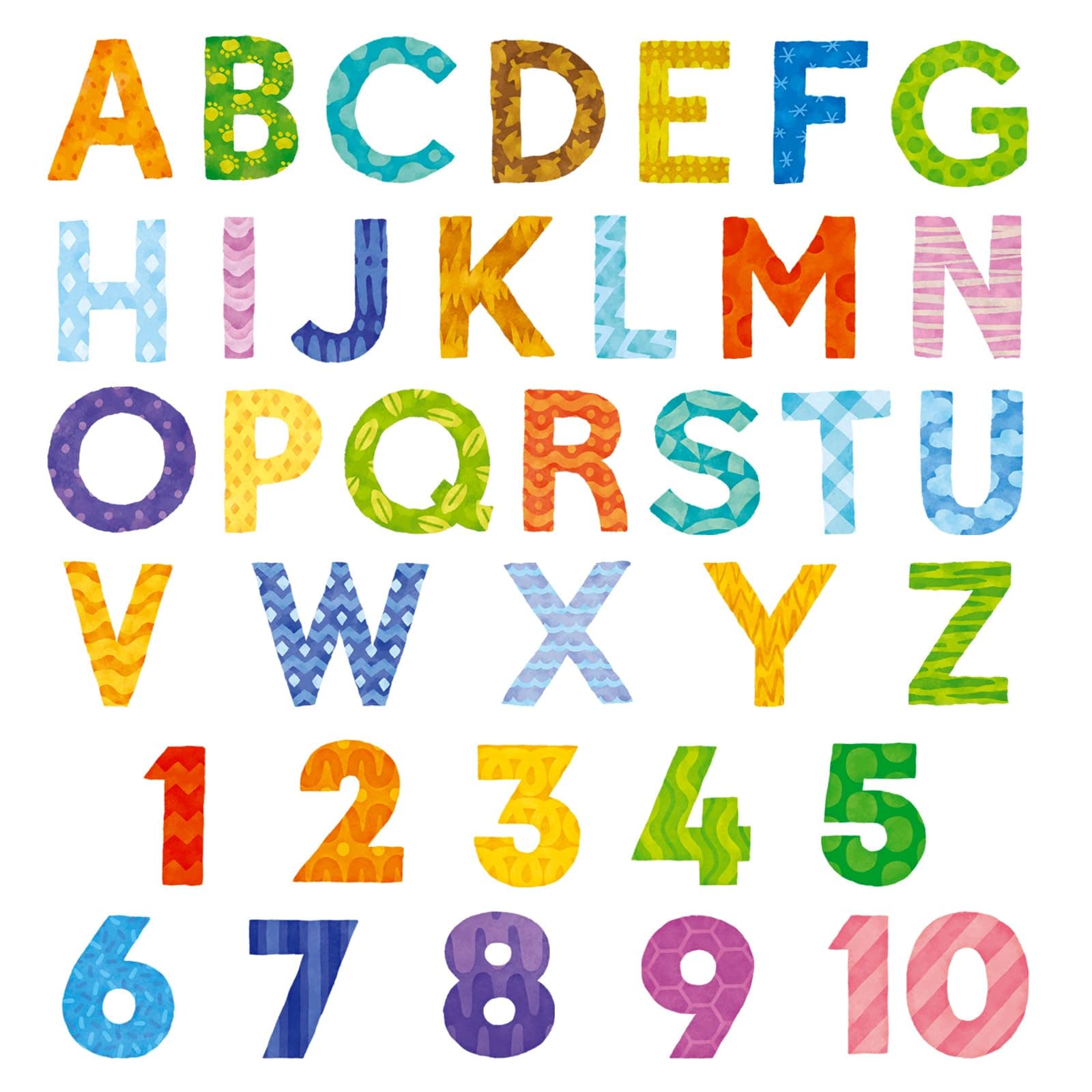 DECOWALL BA-4003 Uppercase Alphabet Letter Number Kids Wall Stickers ABC 123 Decals Peel and Stick Removable for Nursery Bedroom Living Room Art murals Decorations