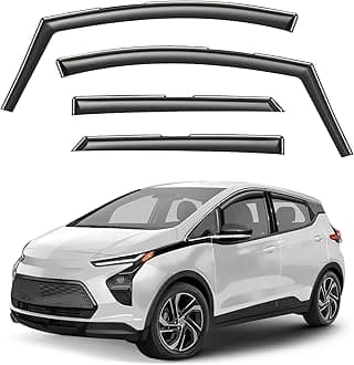 Window Deflectors Smoke Tinted in-Channel Side Window Vent Visor Deflectors Rain Guards Compatible with Chevrolet (Chevy) Bolt EV 2017-2023 - 4 pcs. GW0810