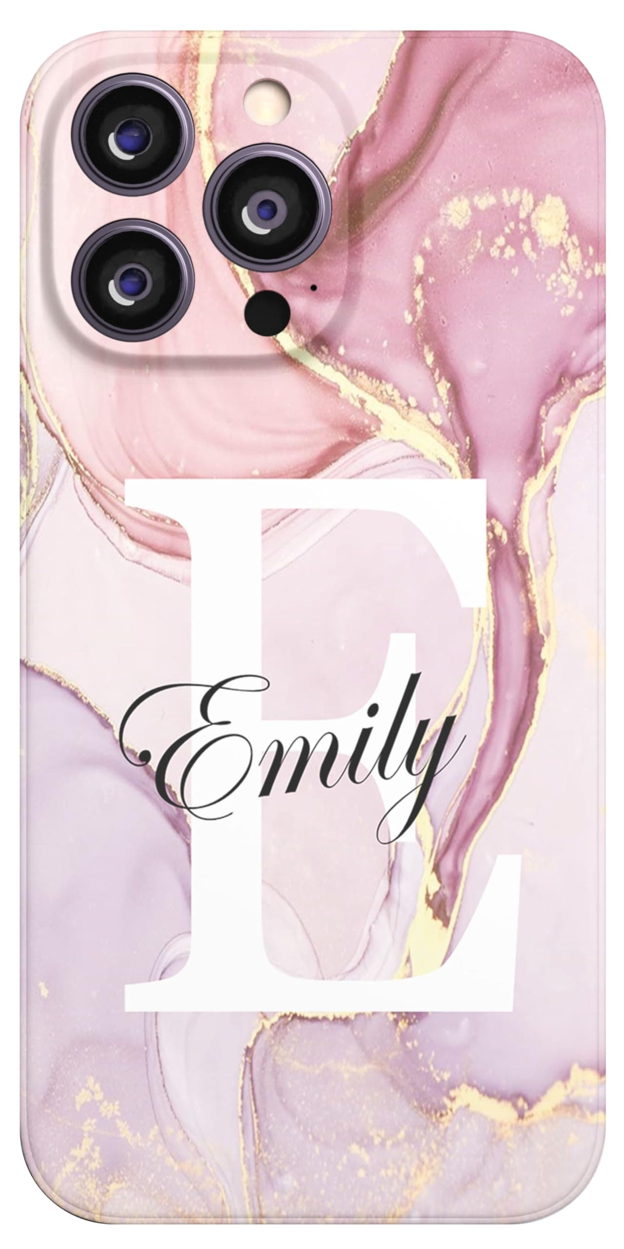 Personalised Phone Case For Apple iPhone 17, 16, 16e, 15, 14, Pro, Max, 13, 12, 11, X, XR, SE, 8, 7, 6, 5, Fully Printed 3D Customized Marble Text Cover, Custom Name TPU Silicon Cases (Rose Gold)