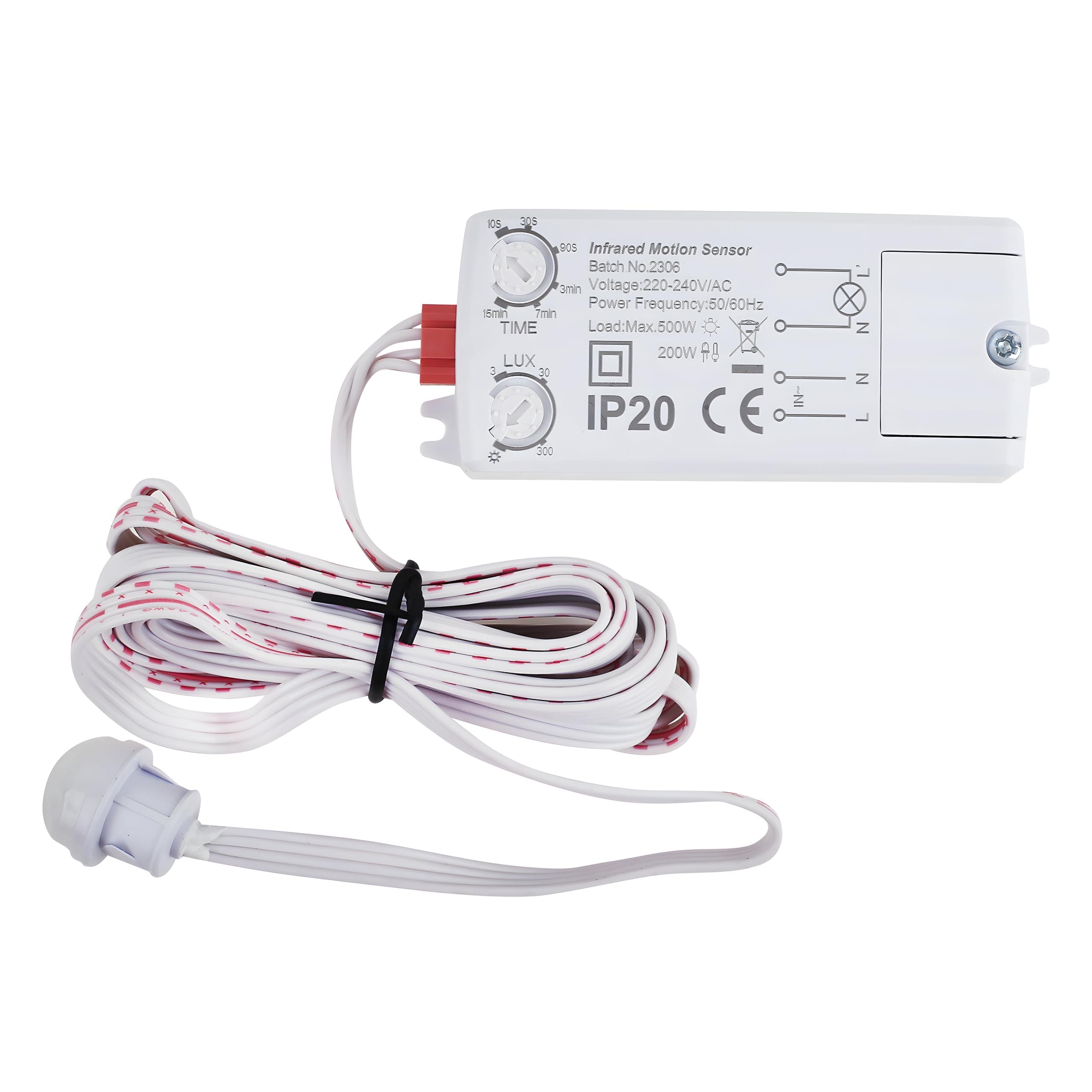 Blackt Electrotech(BT32WI): 230 Volt PIR Motion Sensor Energy Saving Sensor with Portal Wire Lux and time Adjustment White