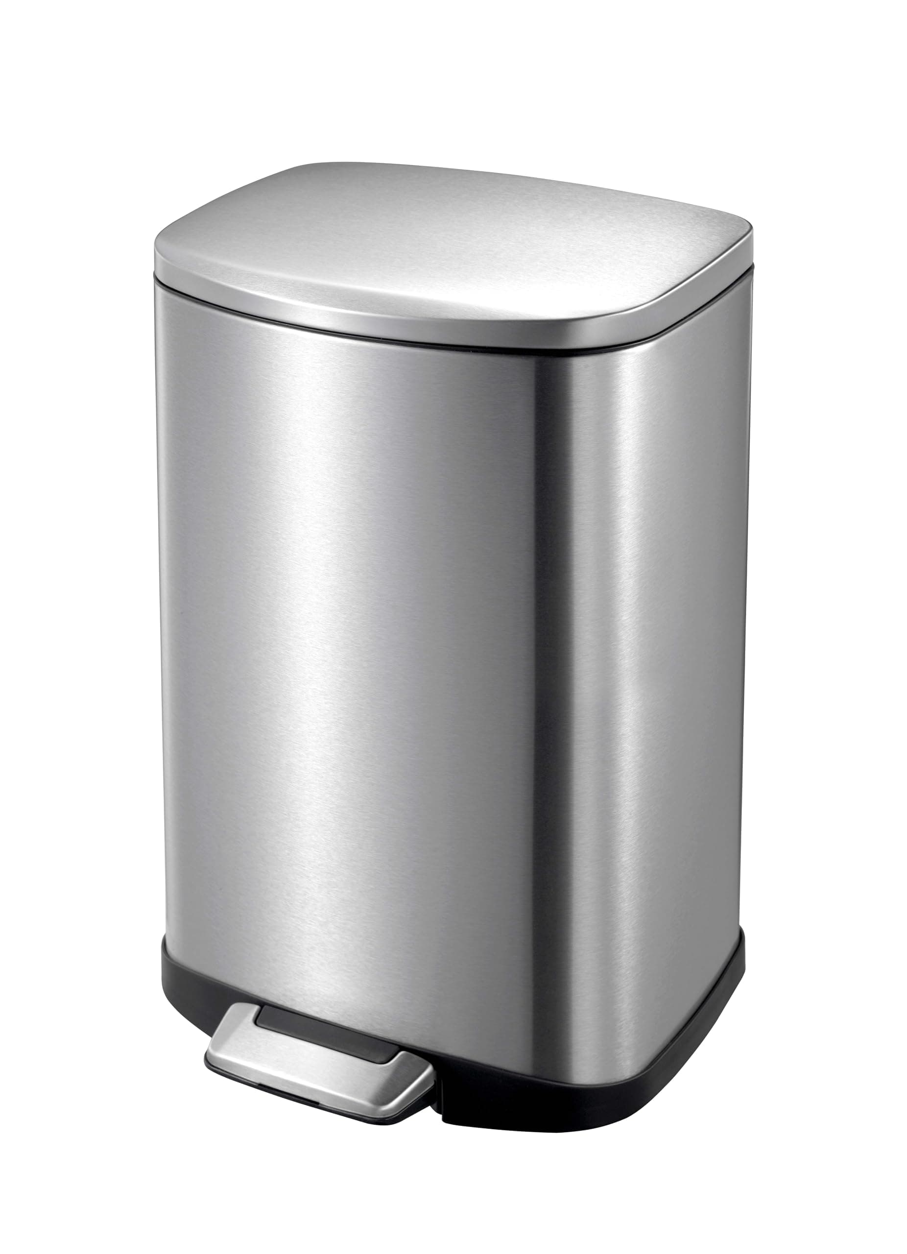 OrchidEKO Della Step Bin With Soft Close Lid, Stainless Steel Finish Pedal Bin, Rectangular Hands-Free Kitchen Garbage Trash Can With Removable Inner Bucket Waste Bin For Office & Home (EK9366MT-12L)