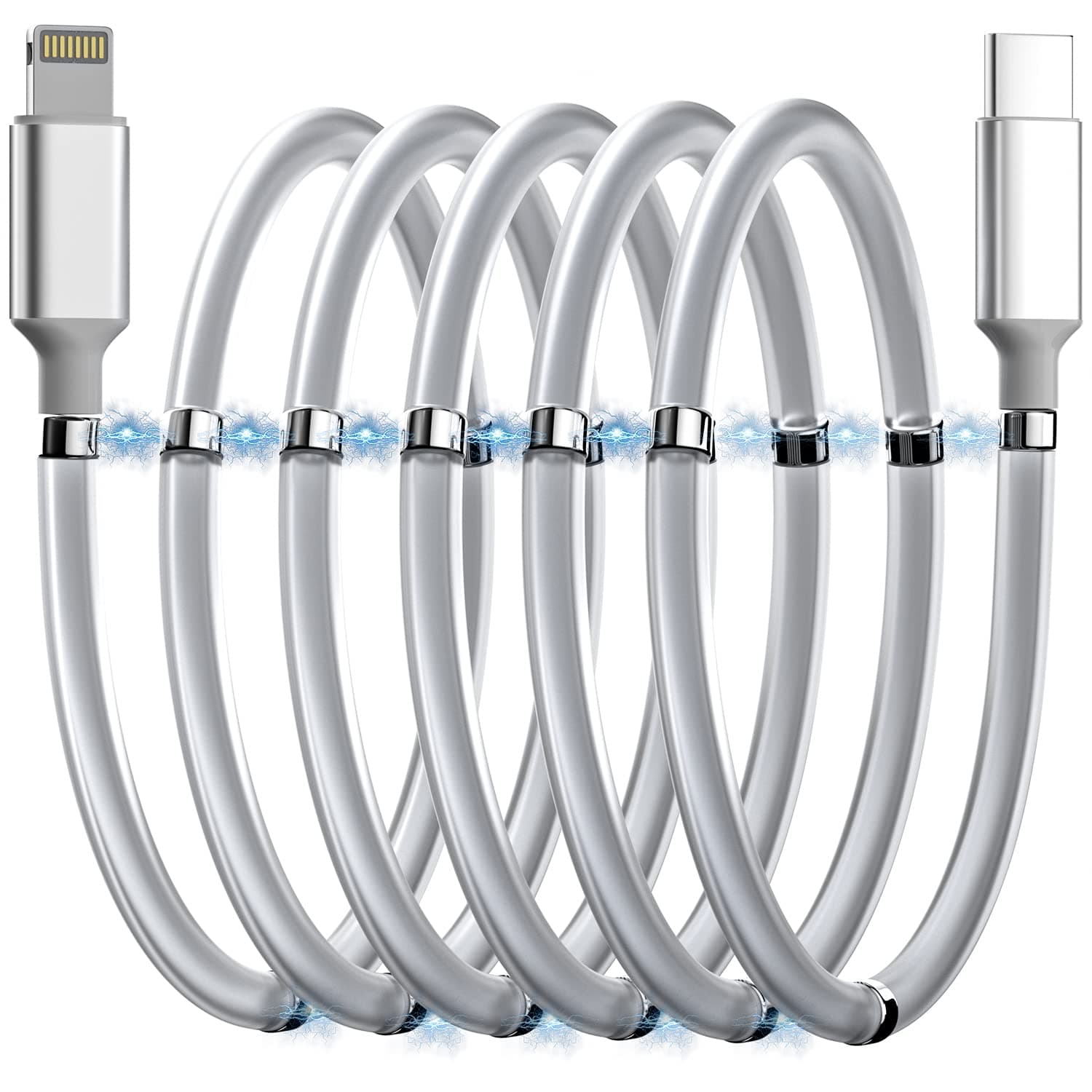 AICase6.5ft/2M Magnetic USB C to Lightning iPhone Cable Type C Super Organized Charging Magnetic Absorption Nano Data Cable Compatible iPhone 14/13/12/11/Mini/Pro/Max/X/XR/8/SE,iPad Air/Pro/Mini