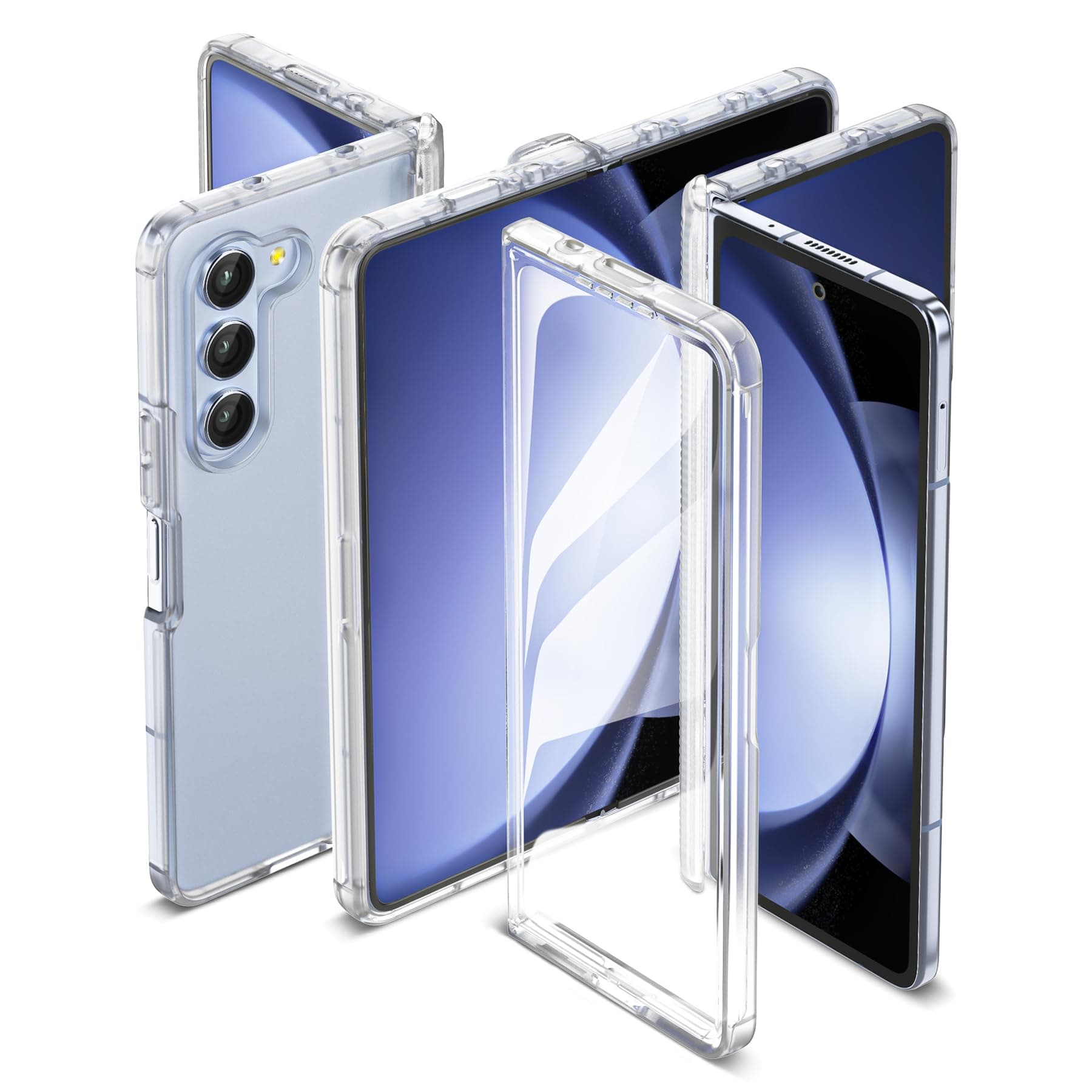 – ORETECH Compatible with Samsung Galaxy Z Fold 5 Case, Samsung Z Fold 5 Case with [Built-in Screen Protector] [Hinge Protection],2 in 1 Ultra Thin Transparent Flexible TPU Bumper Cover- Clear