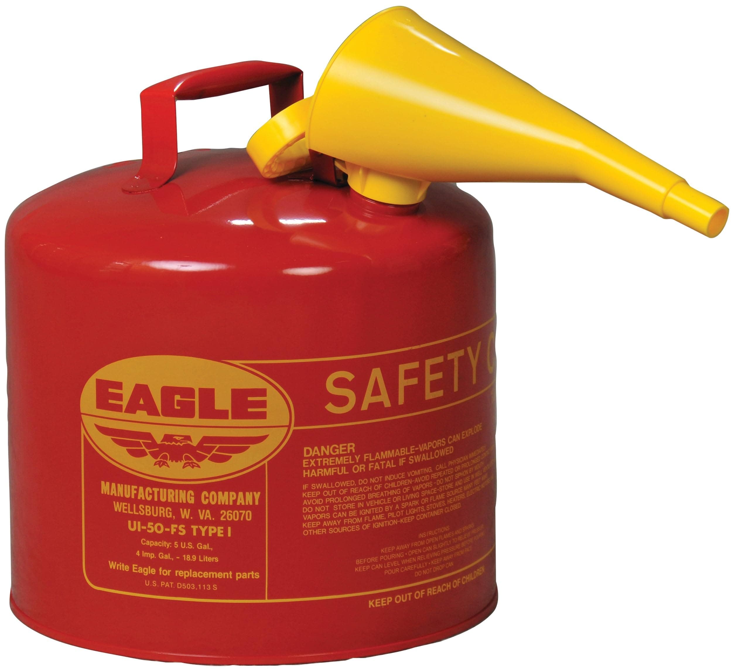 Eagle Mfg 258-UI-50-FS 5Gal Type 1 Safety Can W-Funnel